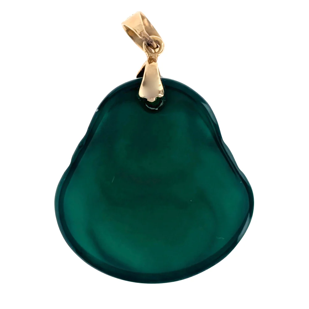 10K Yellow Gold Dyed Chalcedony Buddha Pendant - Image 3