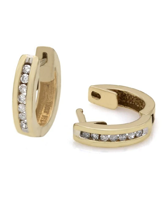 10KY Diamond Small Huggie Earrings - Image 2