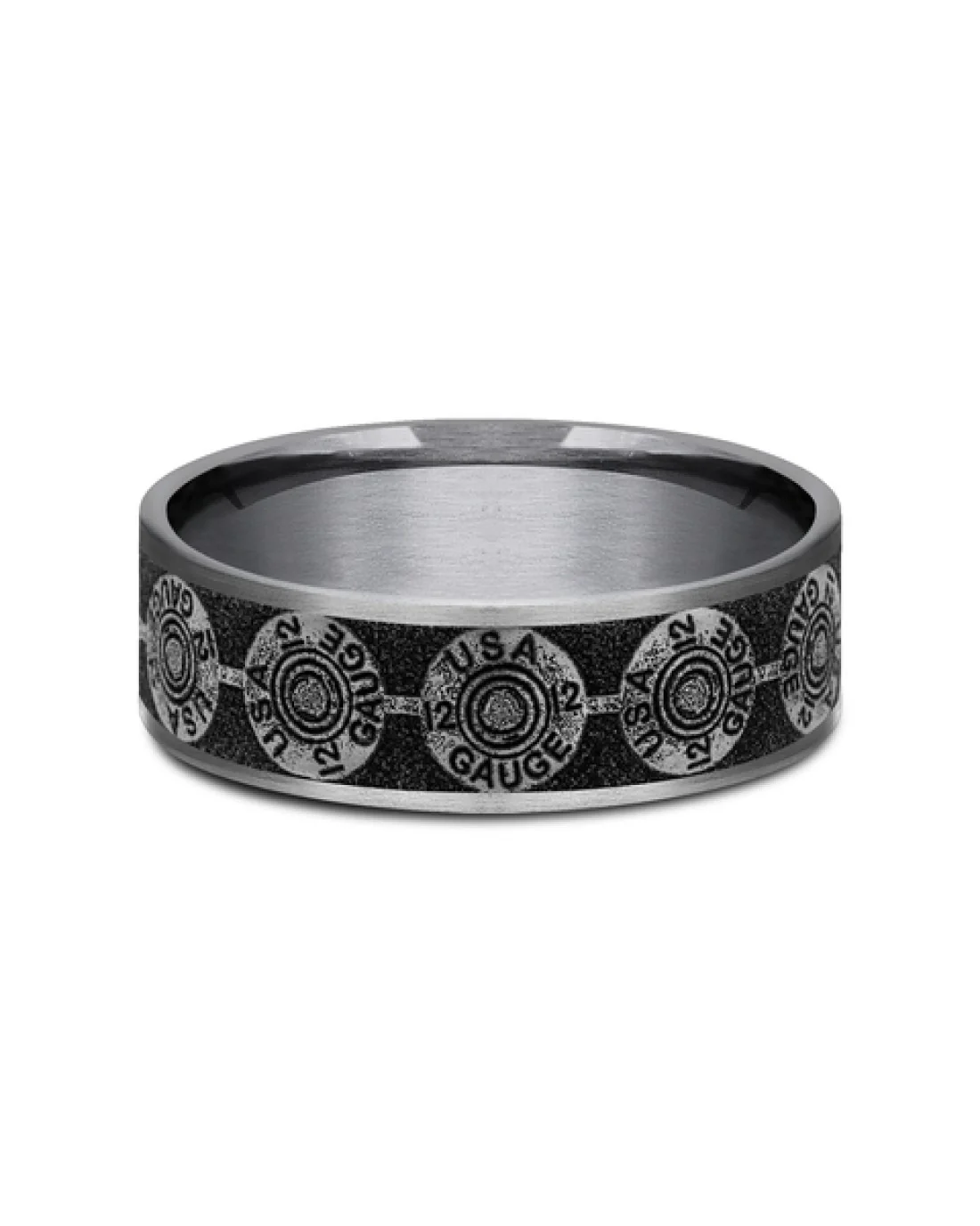12 Gauge Bullet Back Pattern Comfort Fit Band in Tantalum and Titanium - Image 2