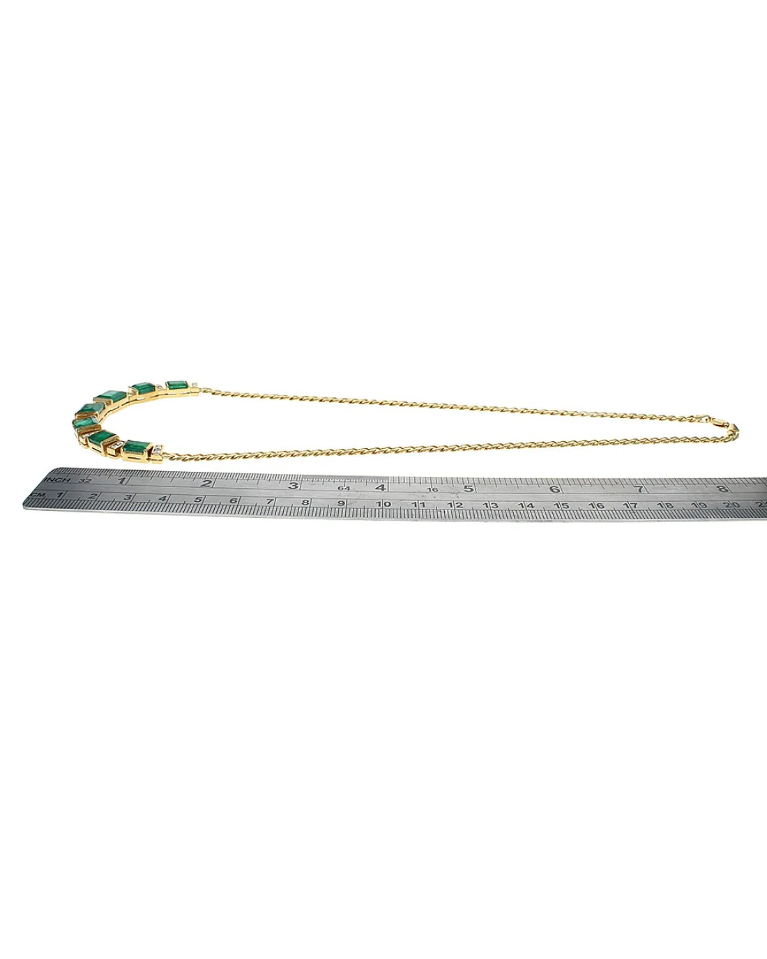 13.00ctw Alternating Emerald and Diamond Station Necklace - Image 3