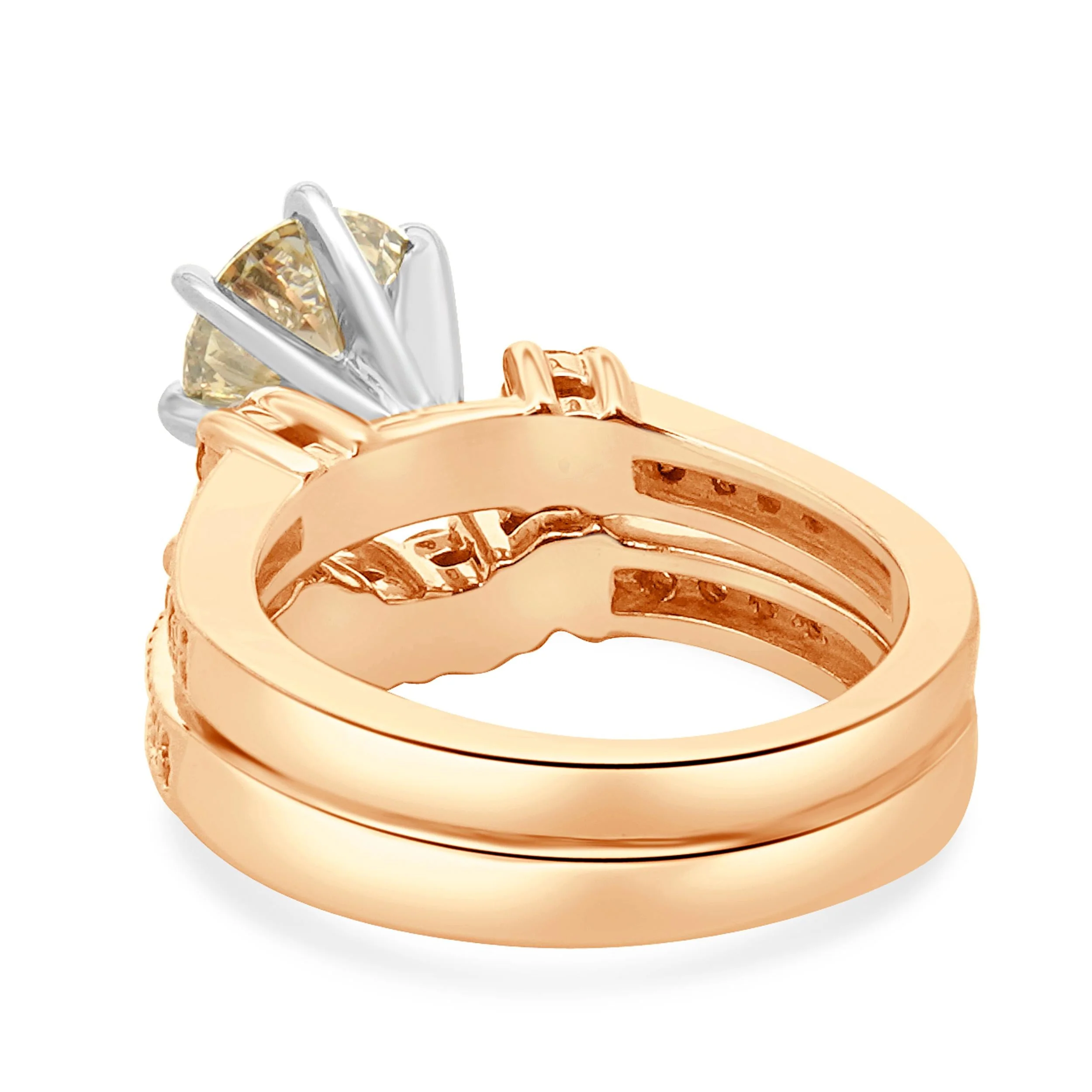 14 K Rose Gold Champagne Round Brilliant Cut Diamond Engagement Ring - Image 4