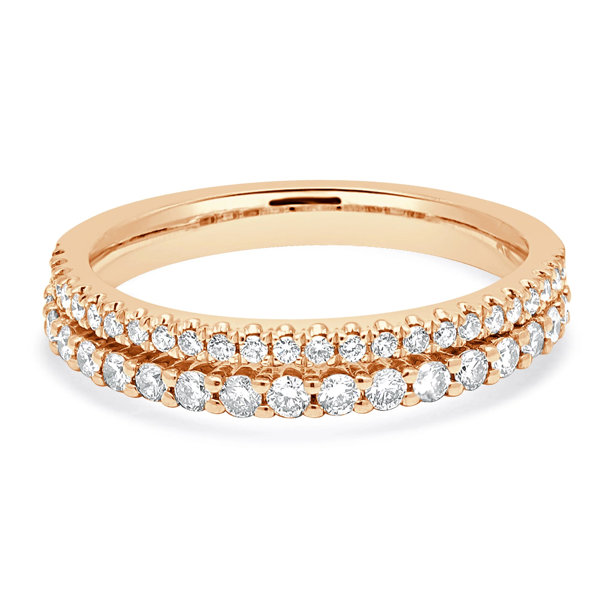 14 Karat Rose Gold 2 Row Half Eternity Diamond Ring