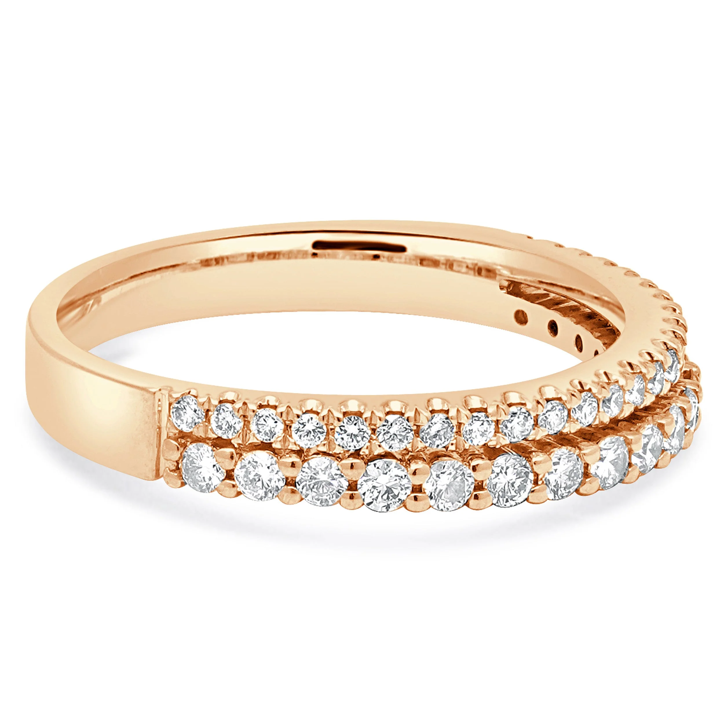 14 Karat Rose Gold 2 Row Half Eternity Diamond Ring - Image 4