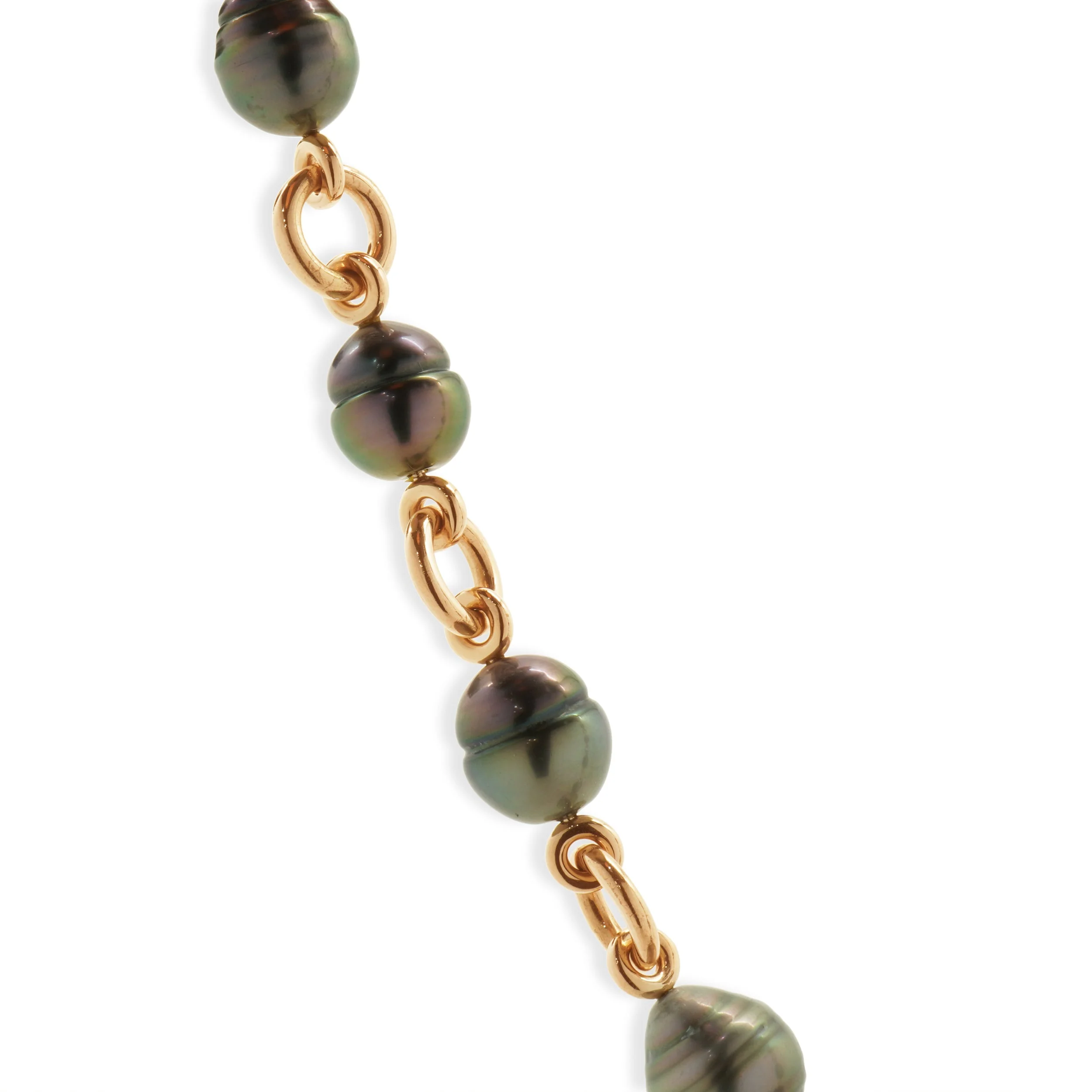 14 Karat Rose Gold Baroque South Sea Tahitian Pearl Station Necklace - Image 2