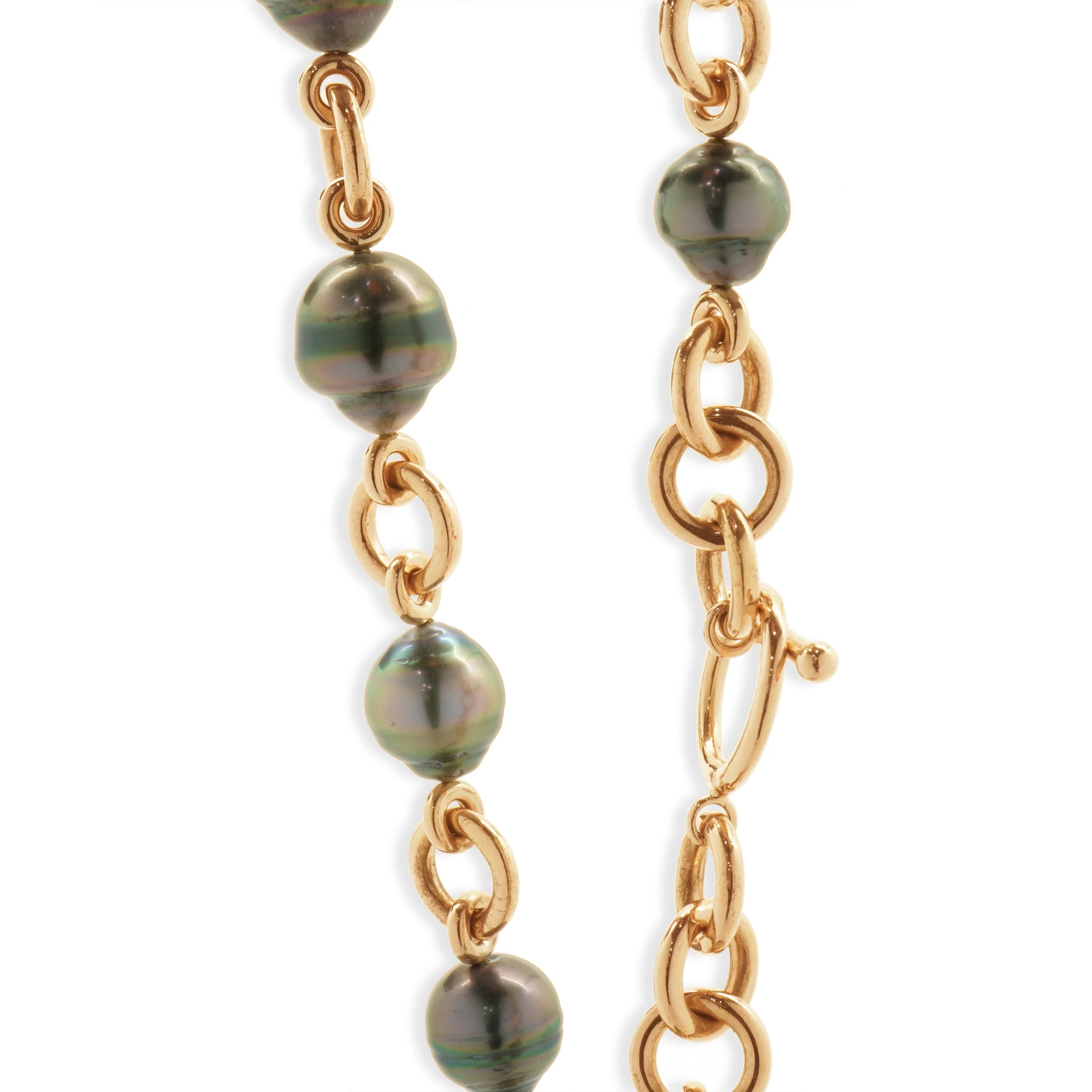 14 Karat Rose Gold Baroque South Sea Tahitian Pearl Station Necklace - Image 3