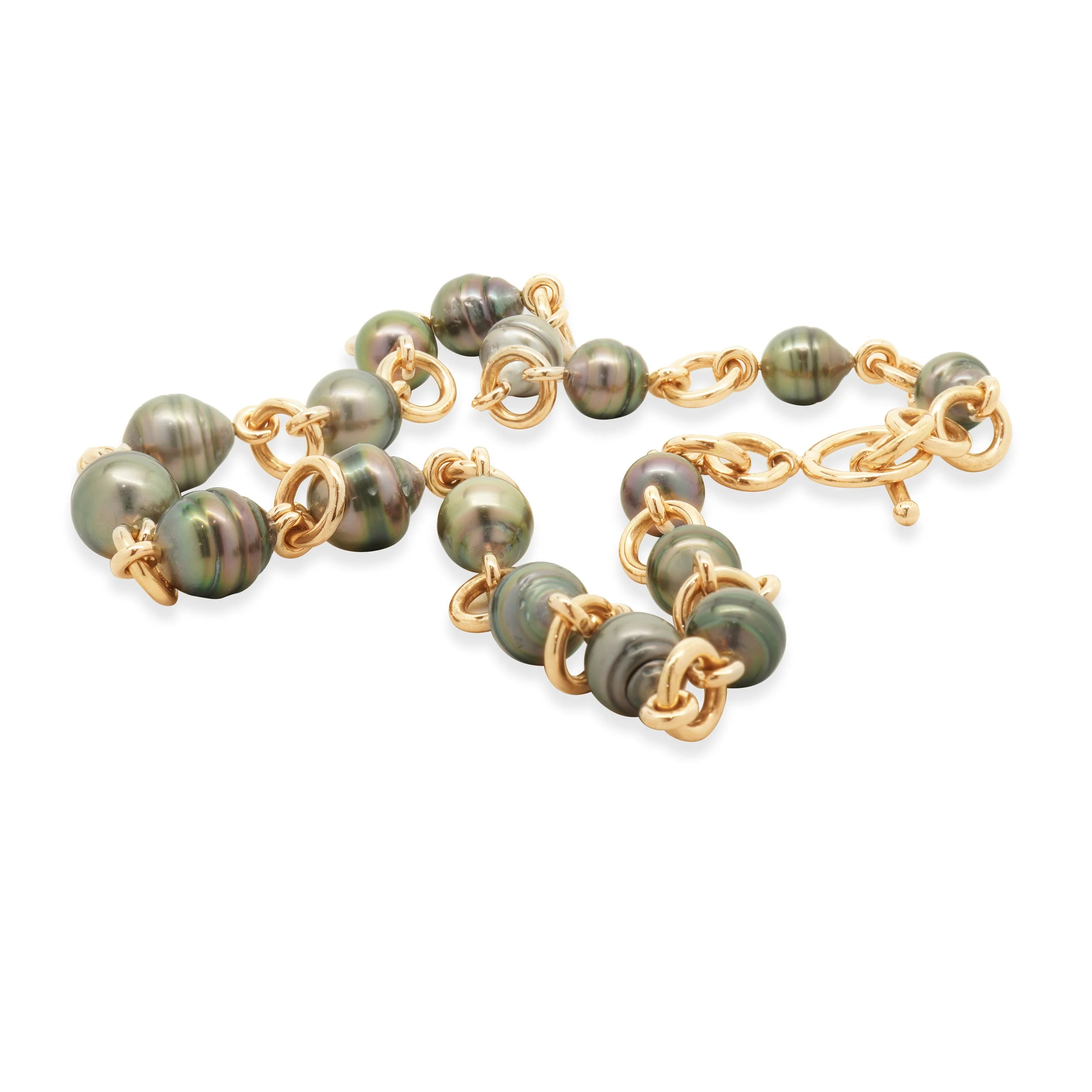 14 Karat Rose Gold Baroque South Sea Tahitian Pearl Station Necklace - Image 4