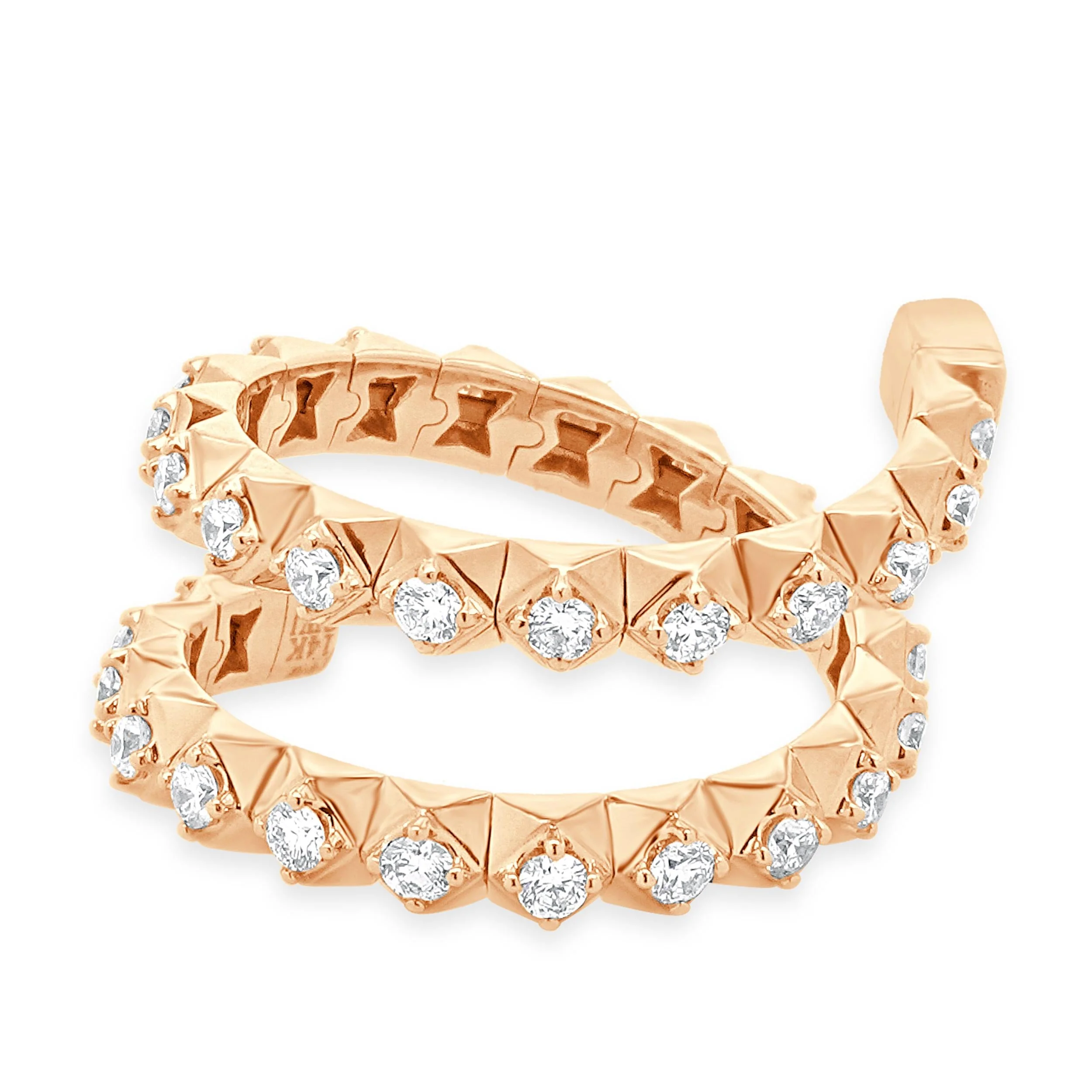 14 Karat Rose Gold Diamond Double Wrap Ring