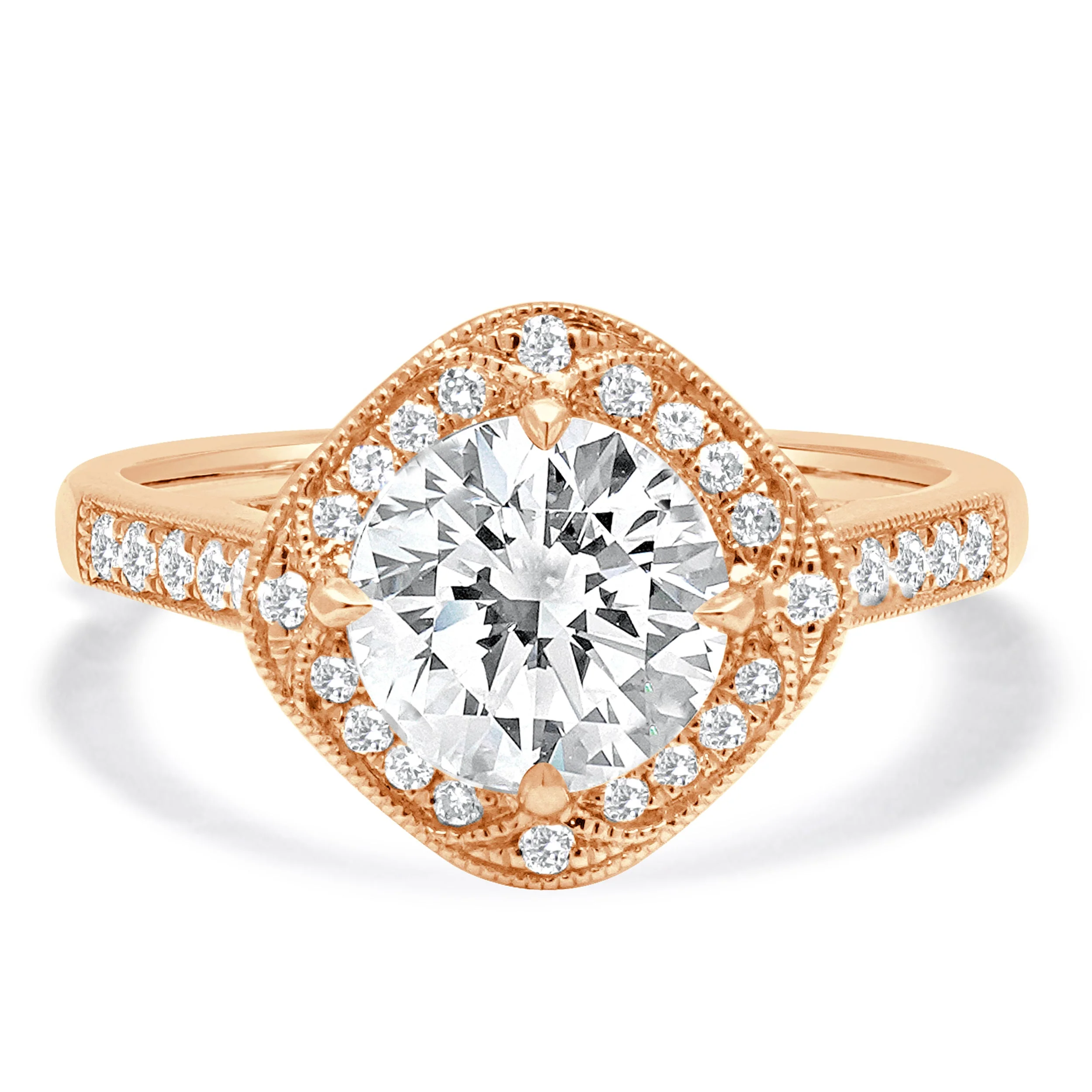 14 Karat Rose Gold Diamond Engagement Ring