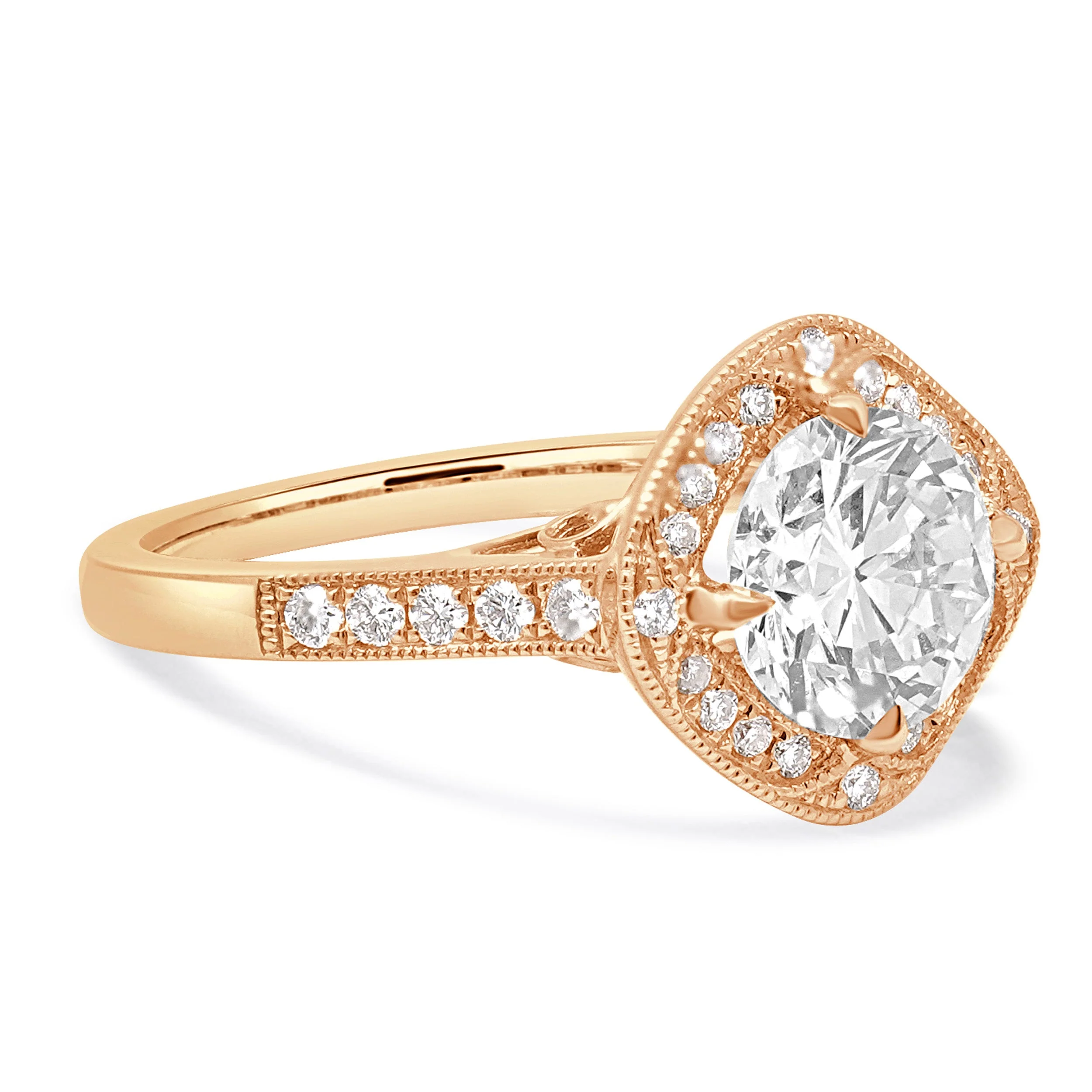 14 Karat Rose Gold Diamond Engagement Ring - Image 4