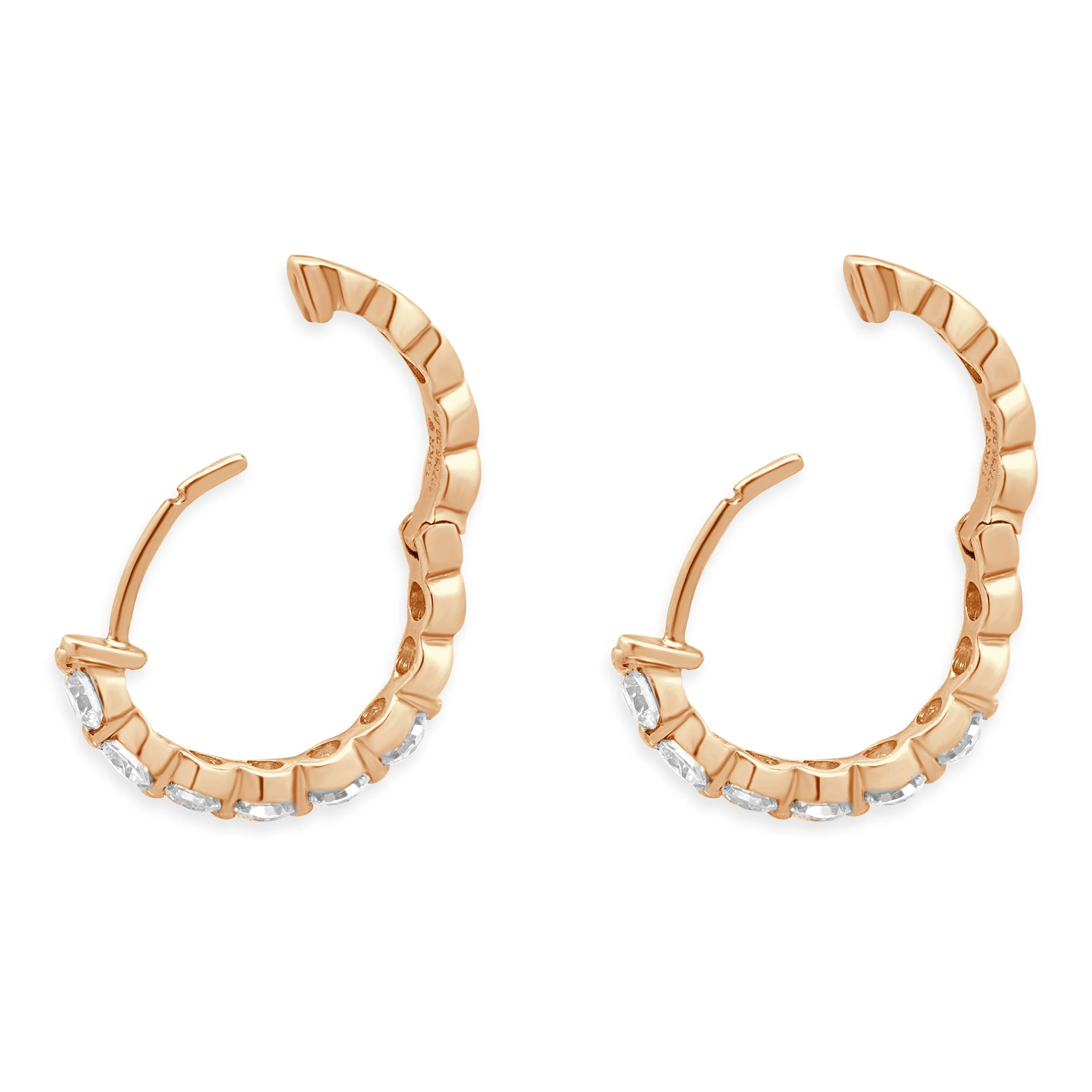 14 Karat Rose Gold Diamond Huggies Earrings - Image 4