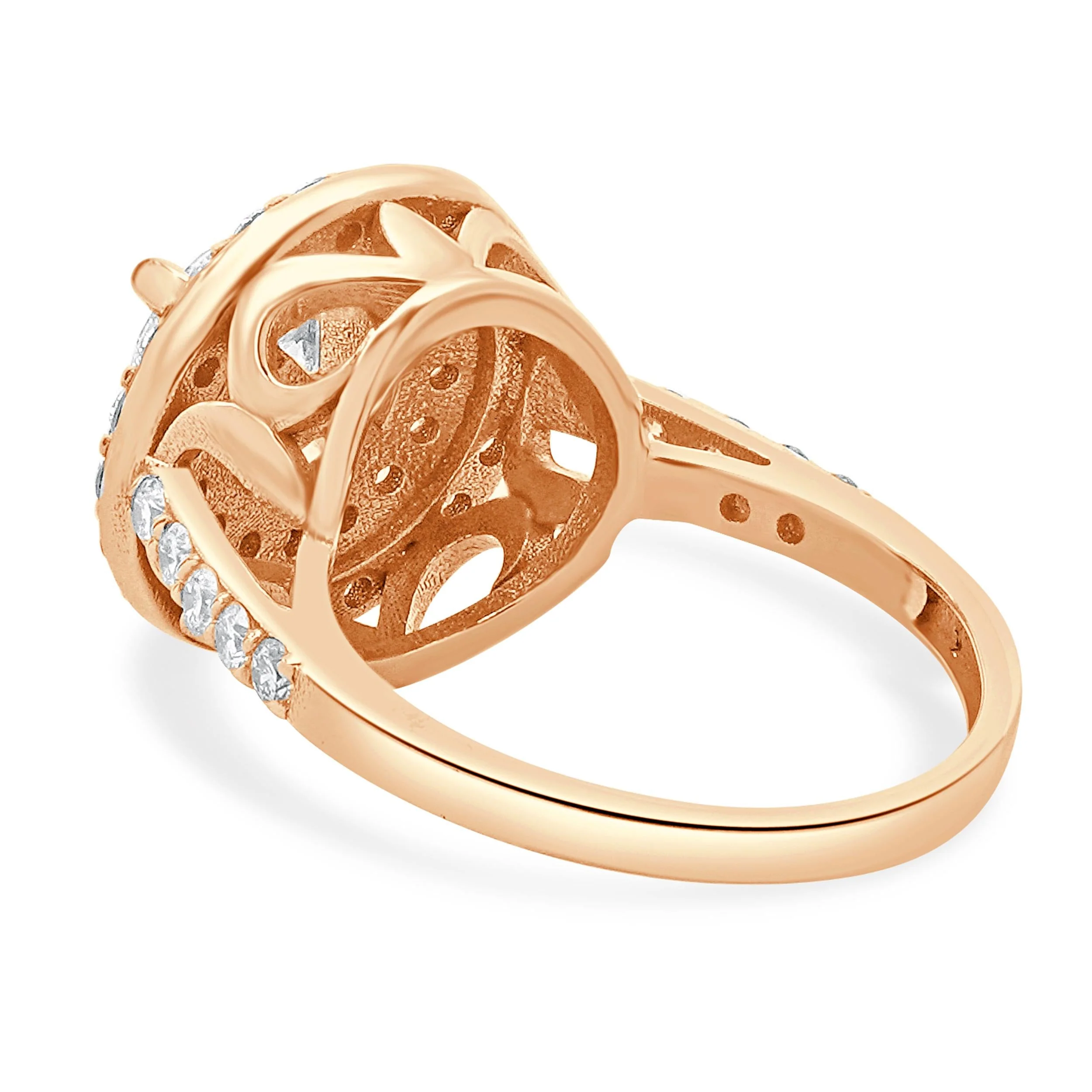 14 Karat Rose Gold Double Halo Round Diamond Engagement Ring - Image 4