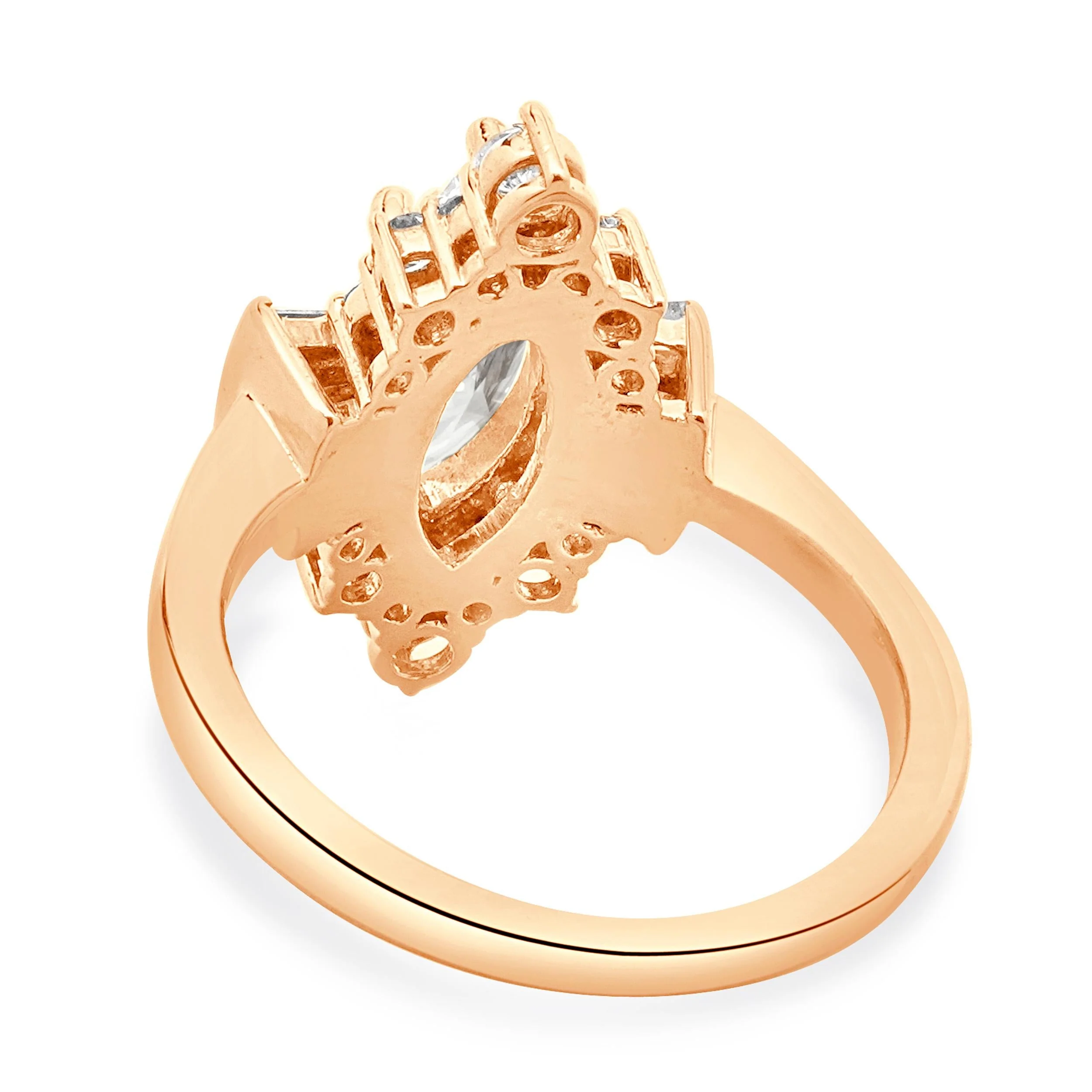 14 Karat Rose Gold Marquise Cut Diamond Engagement Ring - Image 3