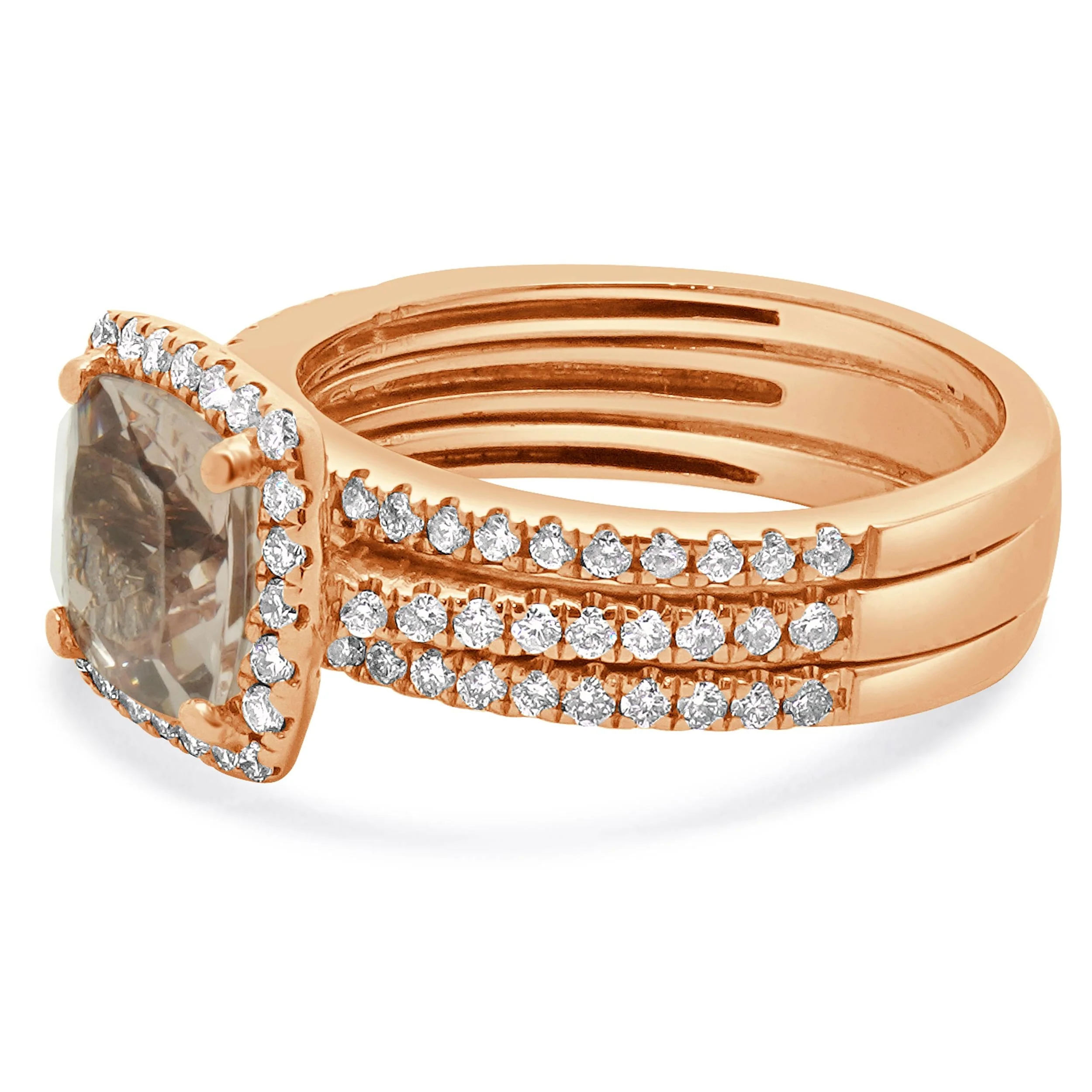 14 Karat Rose Gold Morganite and Diamond Ring - Image 2