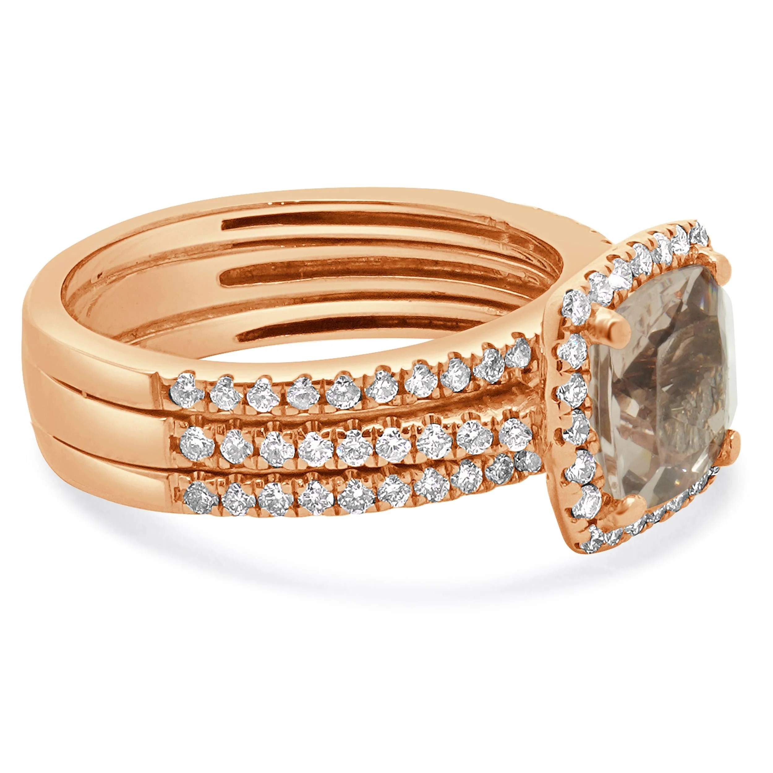 14 Karat Rose Gold Morganite and Diamond Ring - Image 3