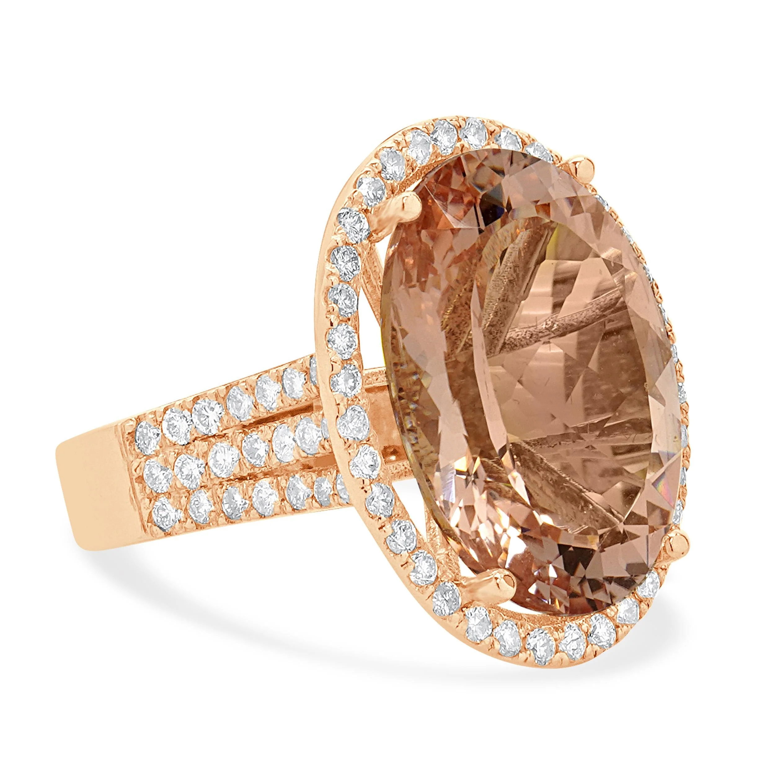 14 Karat Rose Gold Morganite and Diamond Ring - Image 2