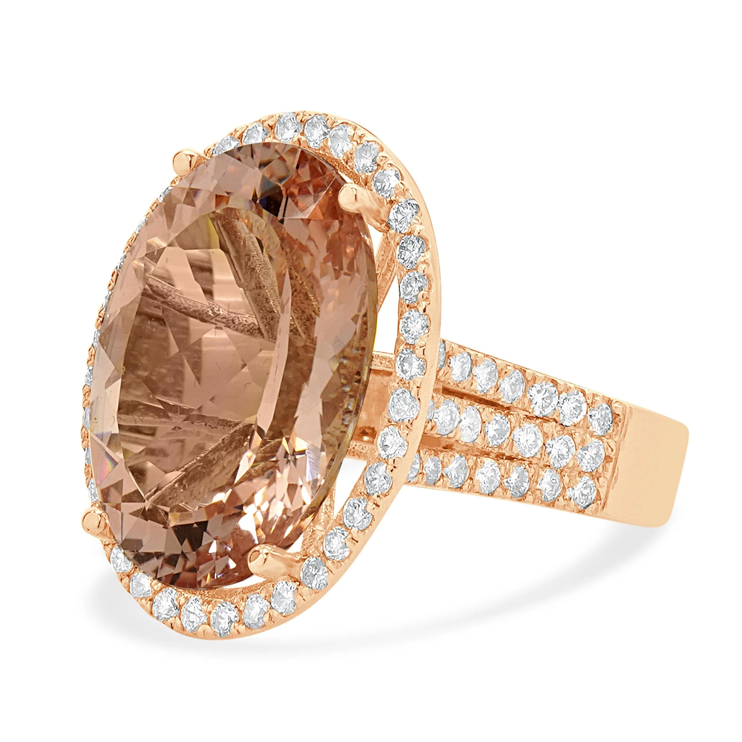 14 Karat Rose Gold Morganite and Diamond Ring - Image 3