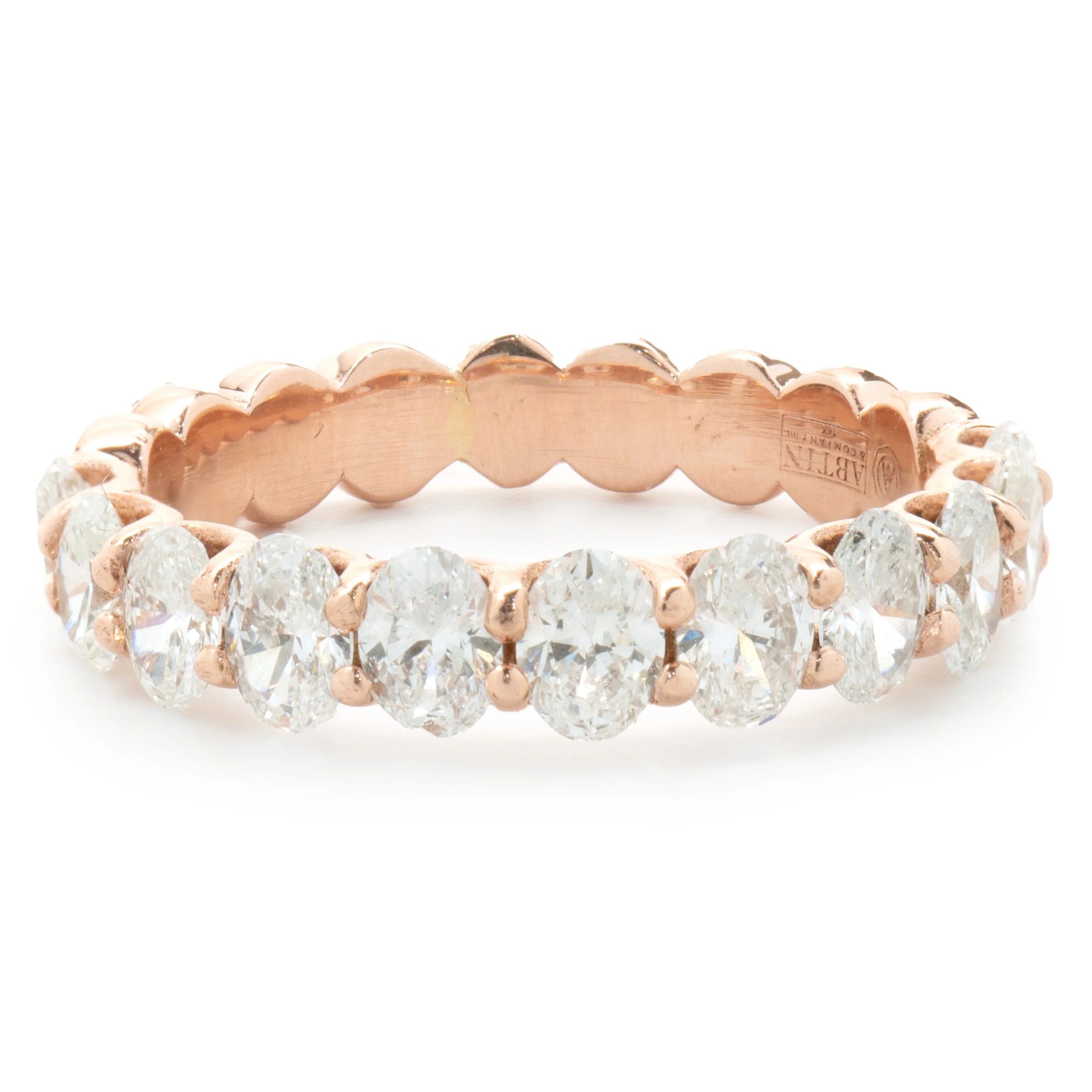 14 Karat Rose Gold Oval Cut Diamond Band