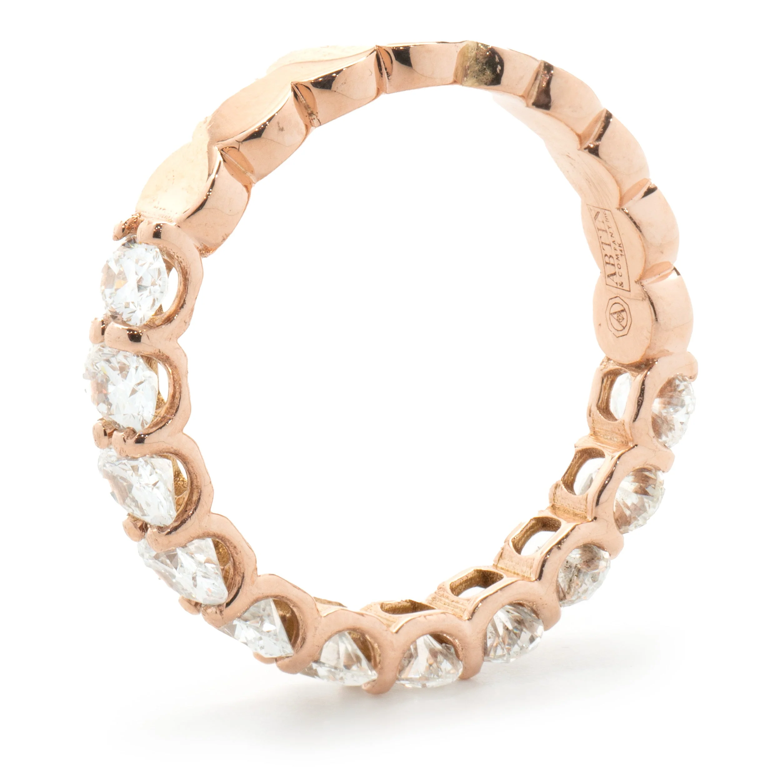 14 Karat Rose Gold Oval Cut Diamond Band - Image 2