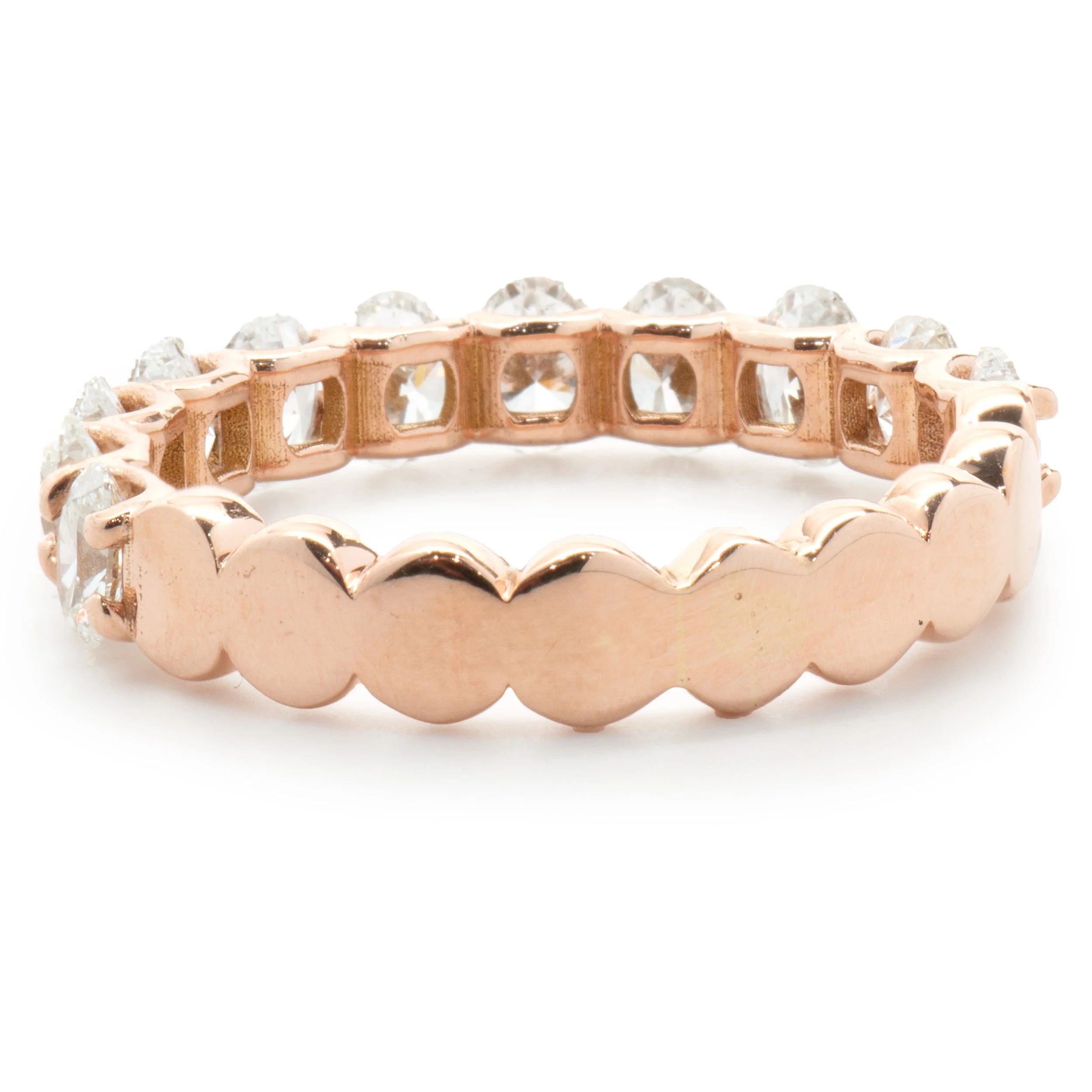 14 Karat Rose Gold Oval Cut Diamond Band - Image 3