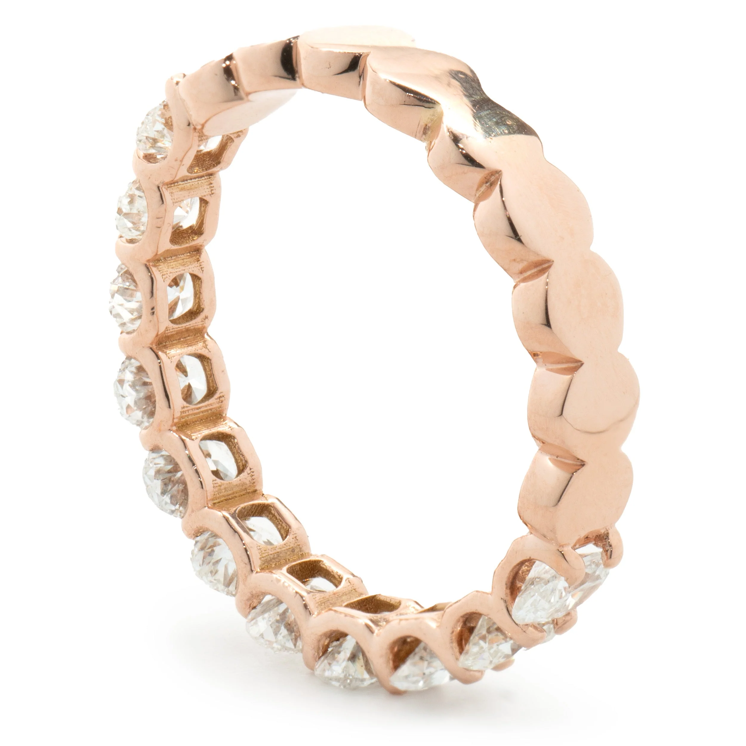 14 Karat Rose Gold Oval Cut Diamond Band - Image 4