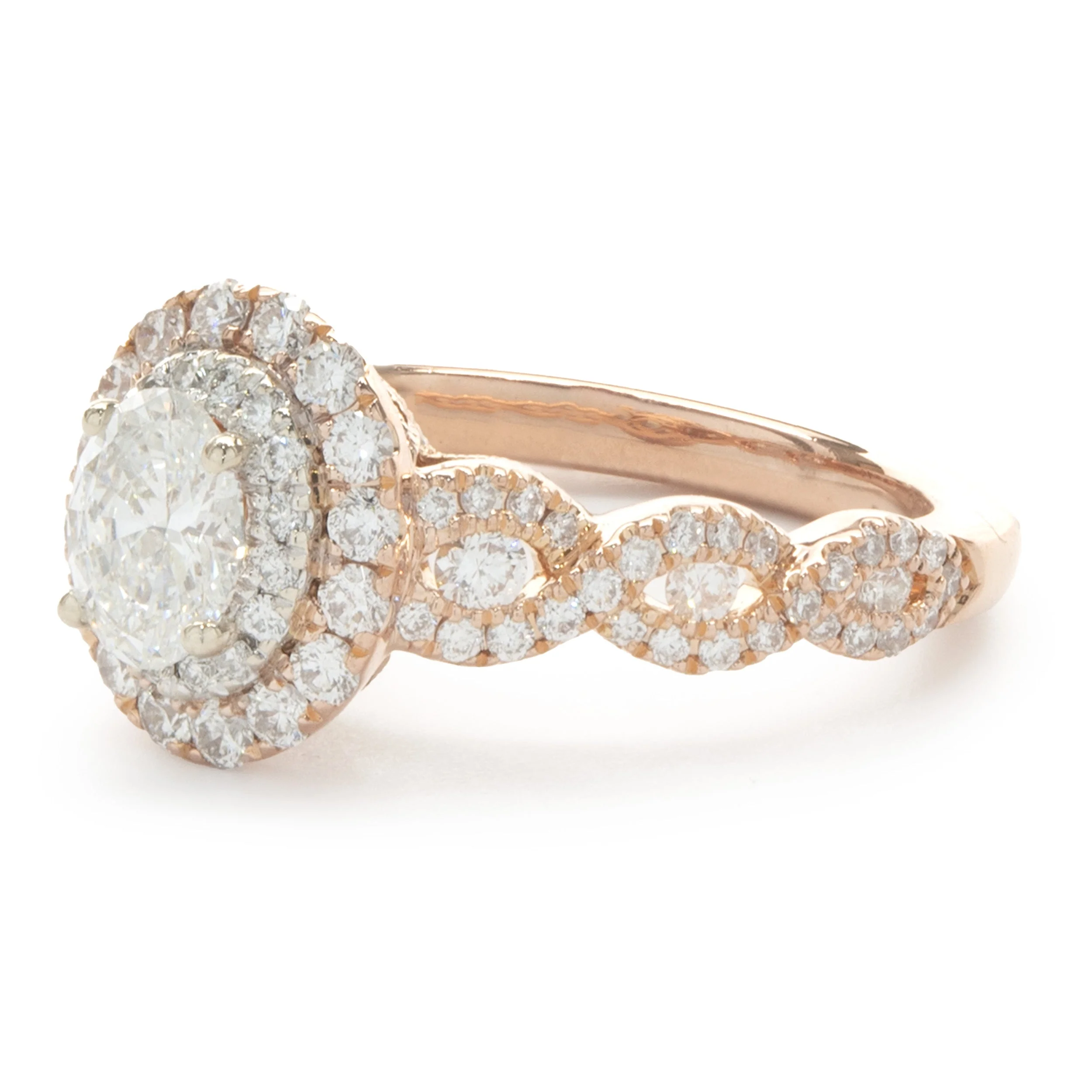 14 Karat Rose Gold Oval Diamond Engagement Ring - Image 4