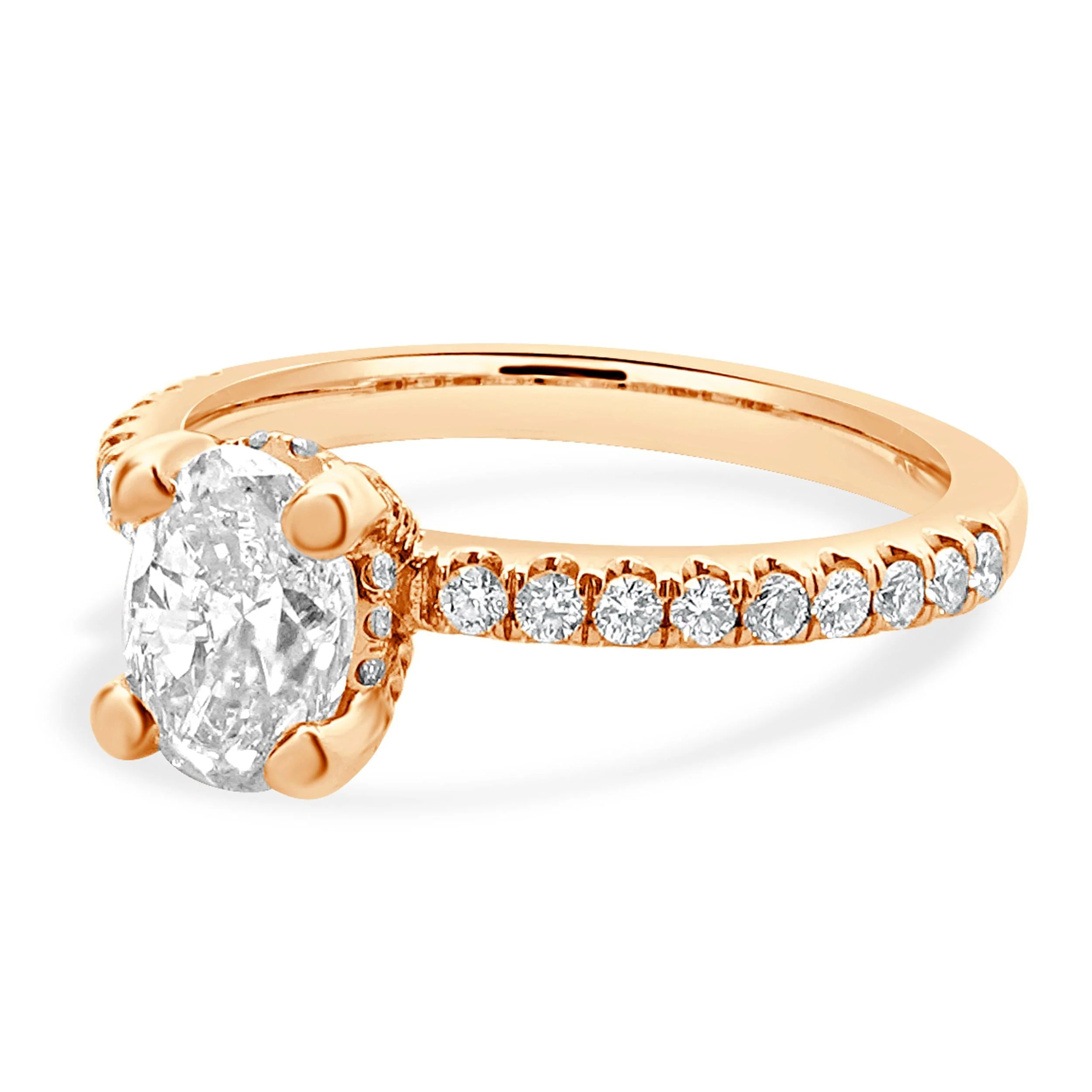 14 Karat Rose Gold Oval Diamond Engagement Ring With Halo - Image 2