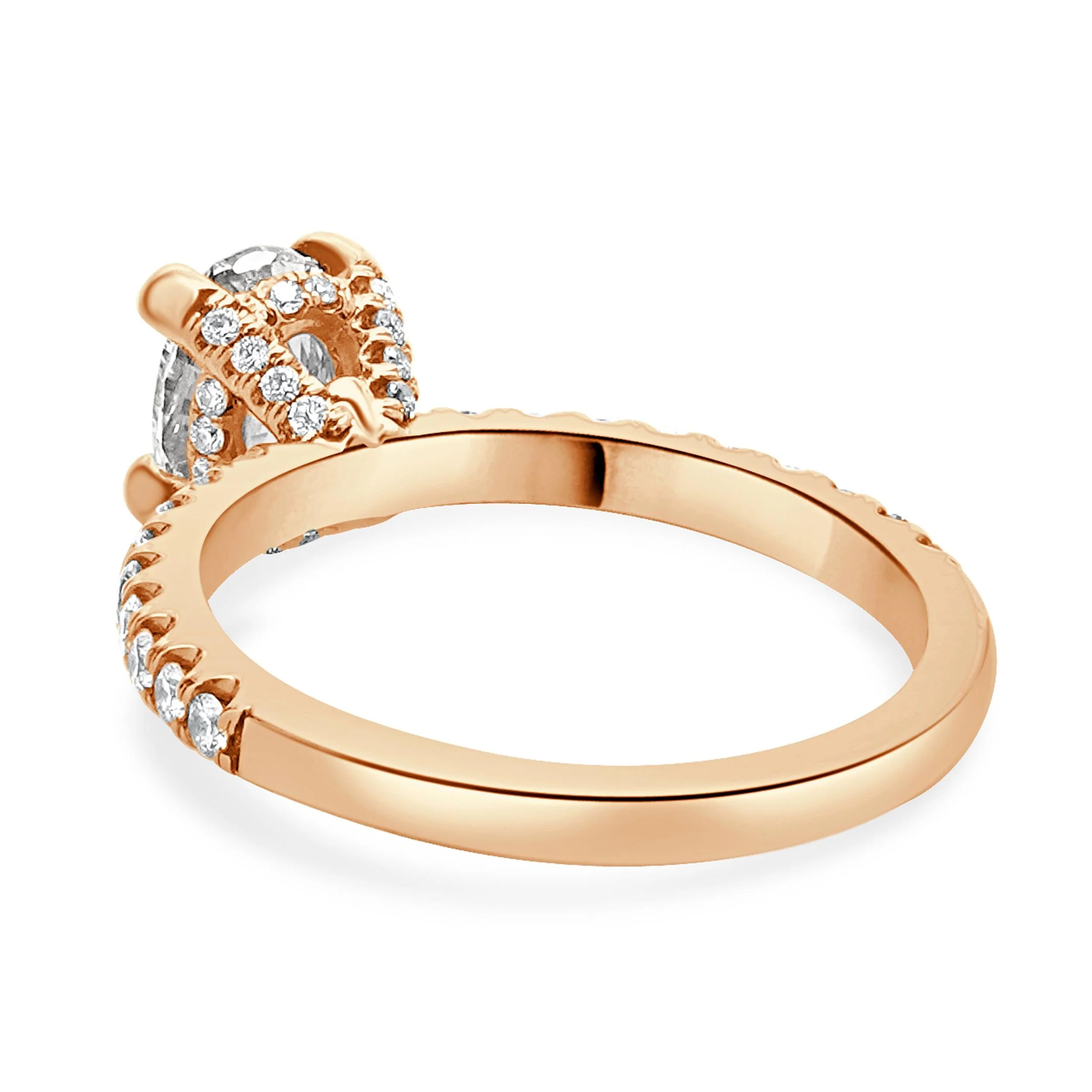 14 Karat Rose Gold Oval Diamond Engagement Ring With Halo - Image 3