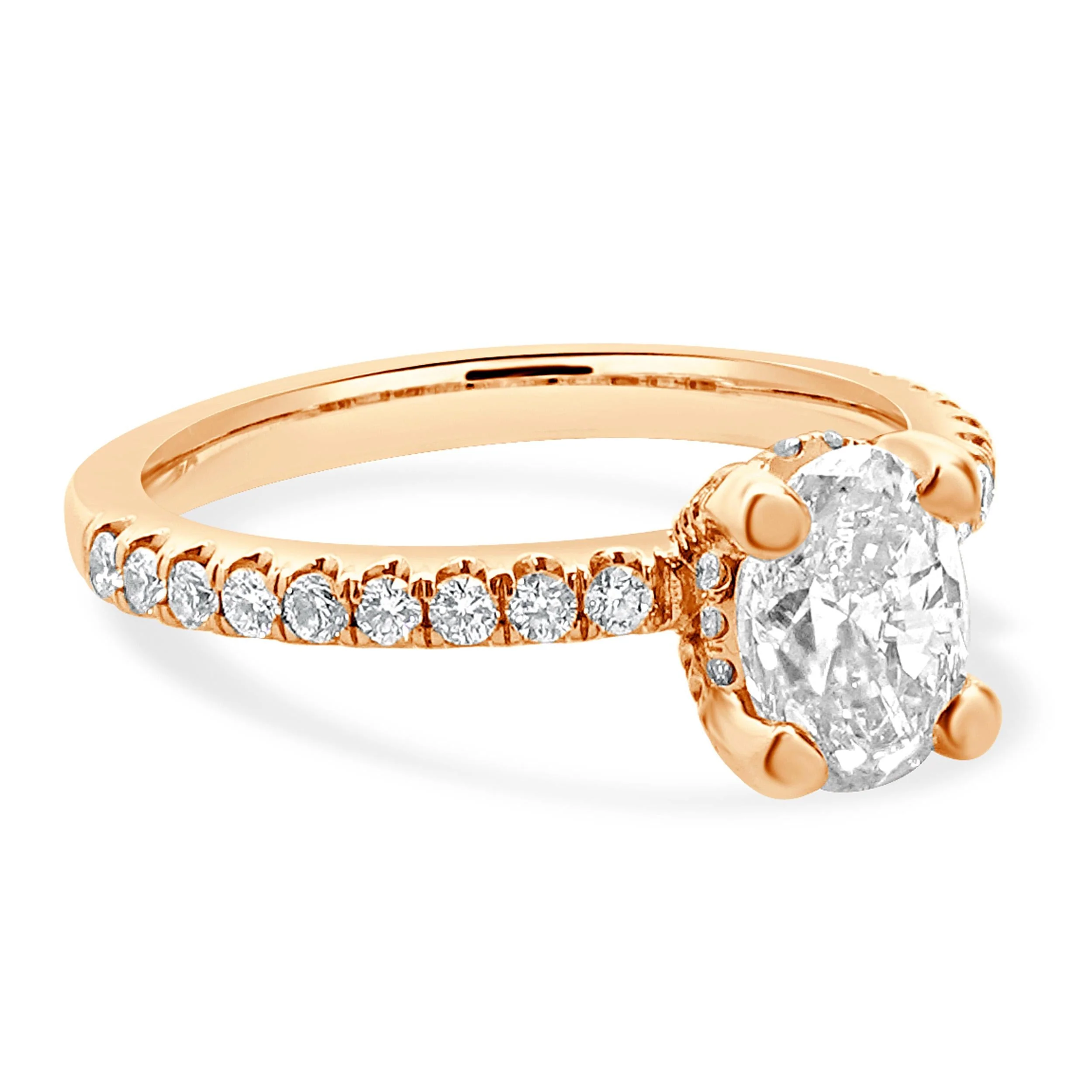 14 Karat Rose Gold Oval Diamond Engagement Ring With Halo - Image 4