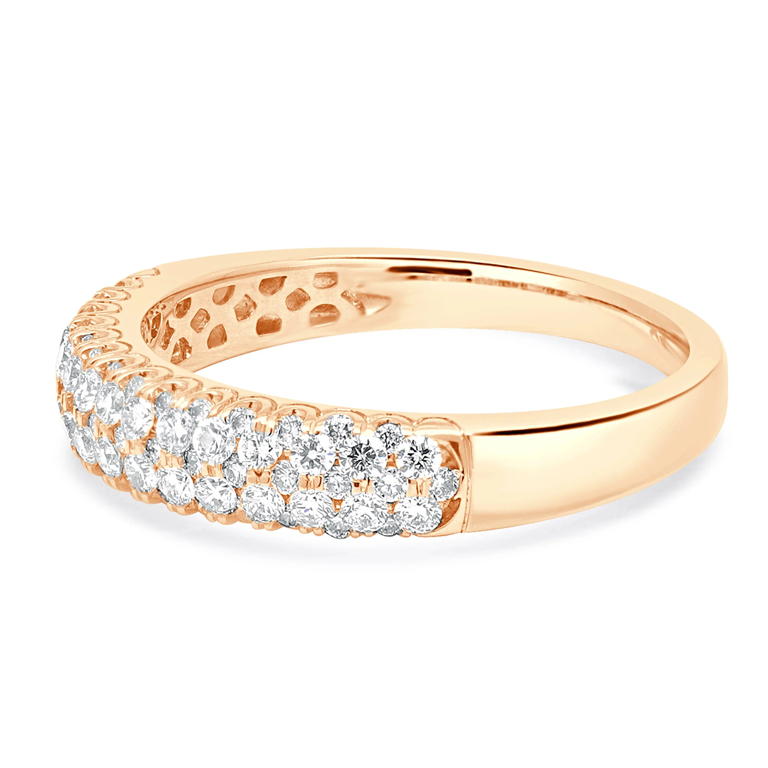 14 Karat Rose Gold Pave Two Row Diamond Band - Image 2