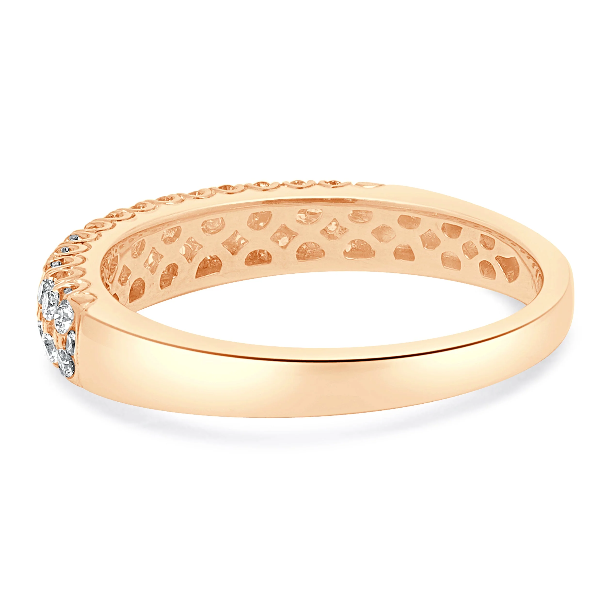 14 Karat Rose Gold Pave Two Row Diamond Band - Image 3