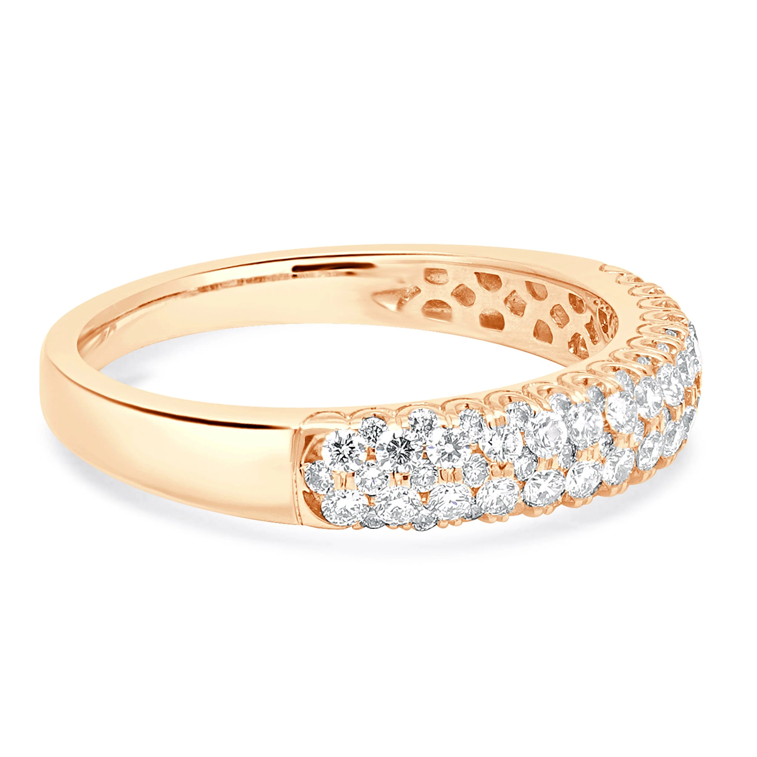 14 Karat Rose Gold Pave Two Row Diamond Band - Image 4