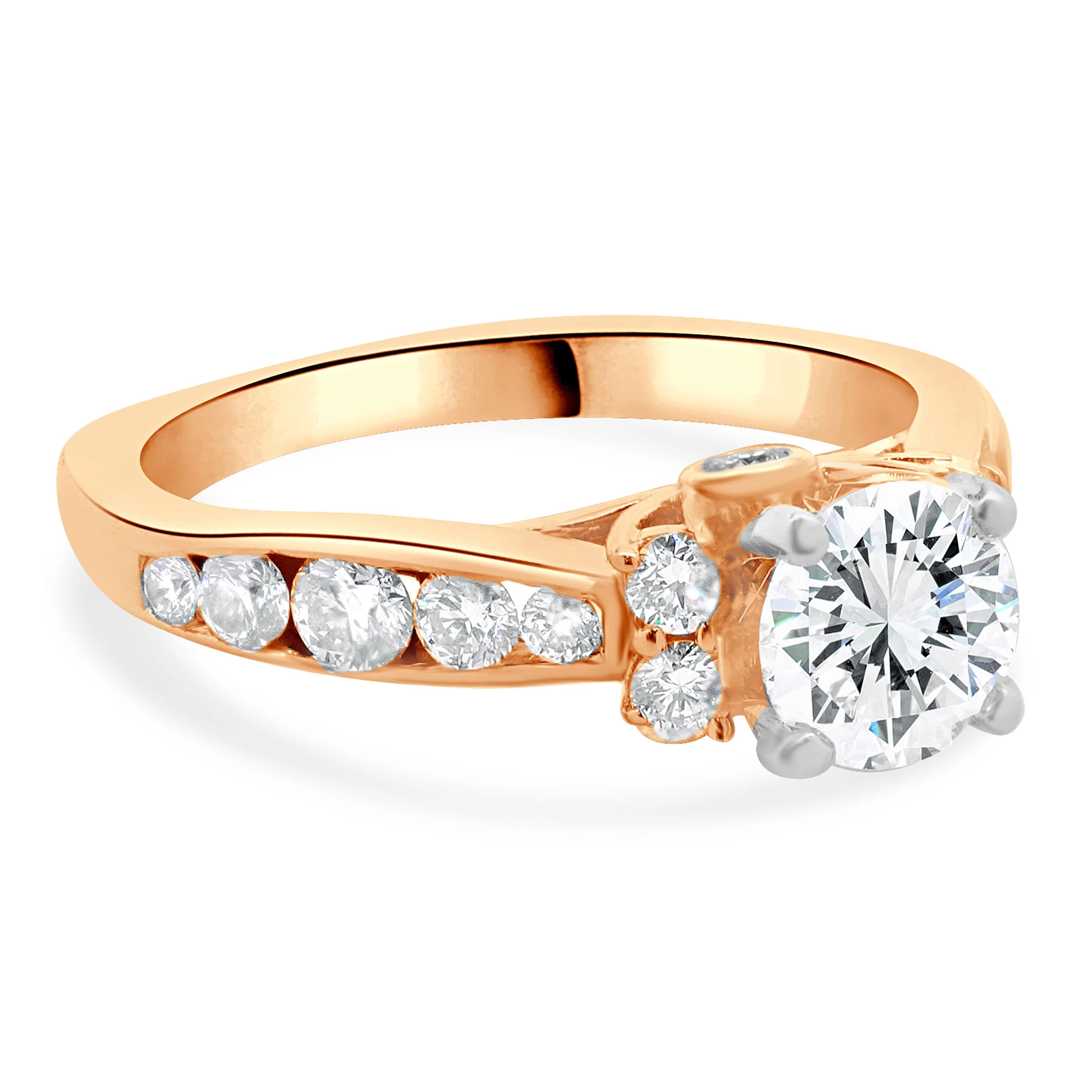 14 Karat Rose Gold & Platinum Round Brilliant Cut Diamond Engagement Ring - Image 2