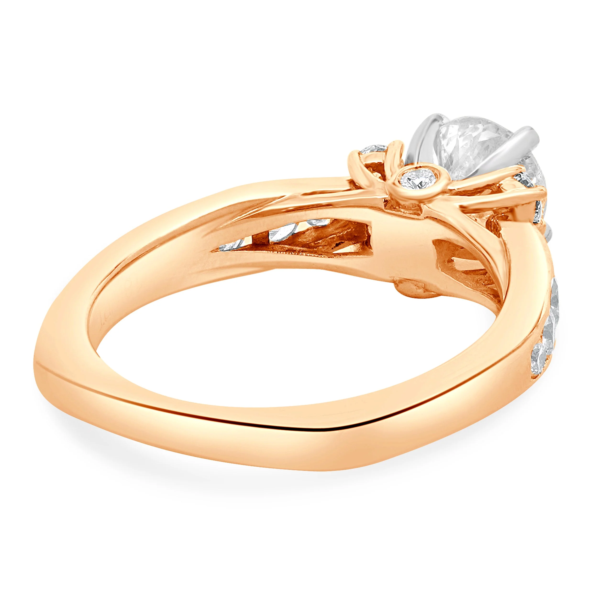 14 Karat Rose Gold & Platinum Round Brilliant Cut Diamond Engagement Ring - Image 3