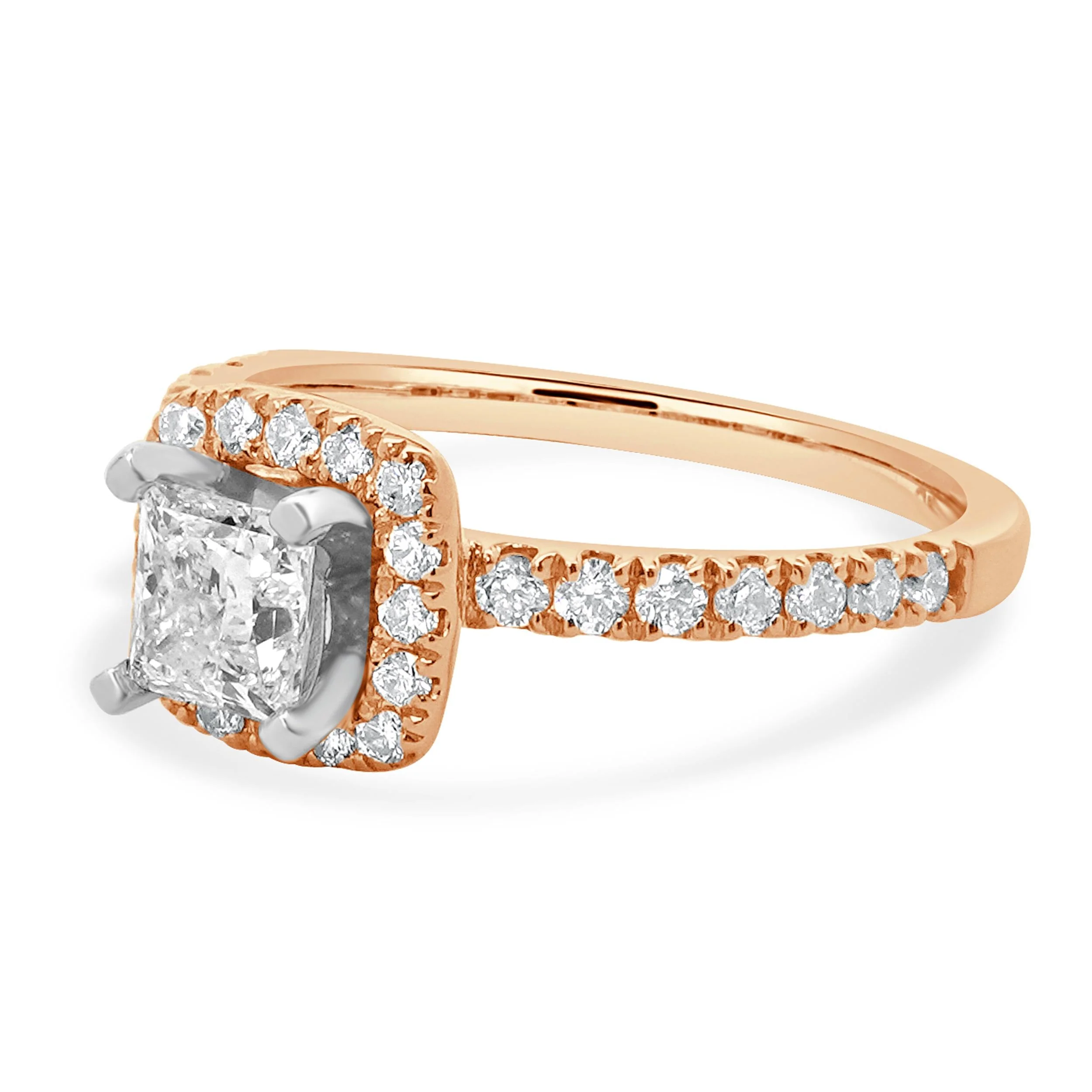 14 Karat Rose Gold Princess Cut Diamond Engagement Ring - Image 2