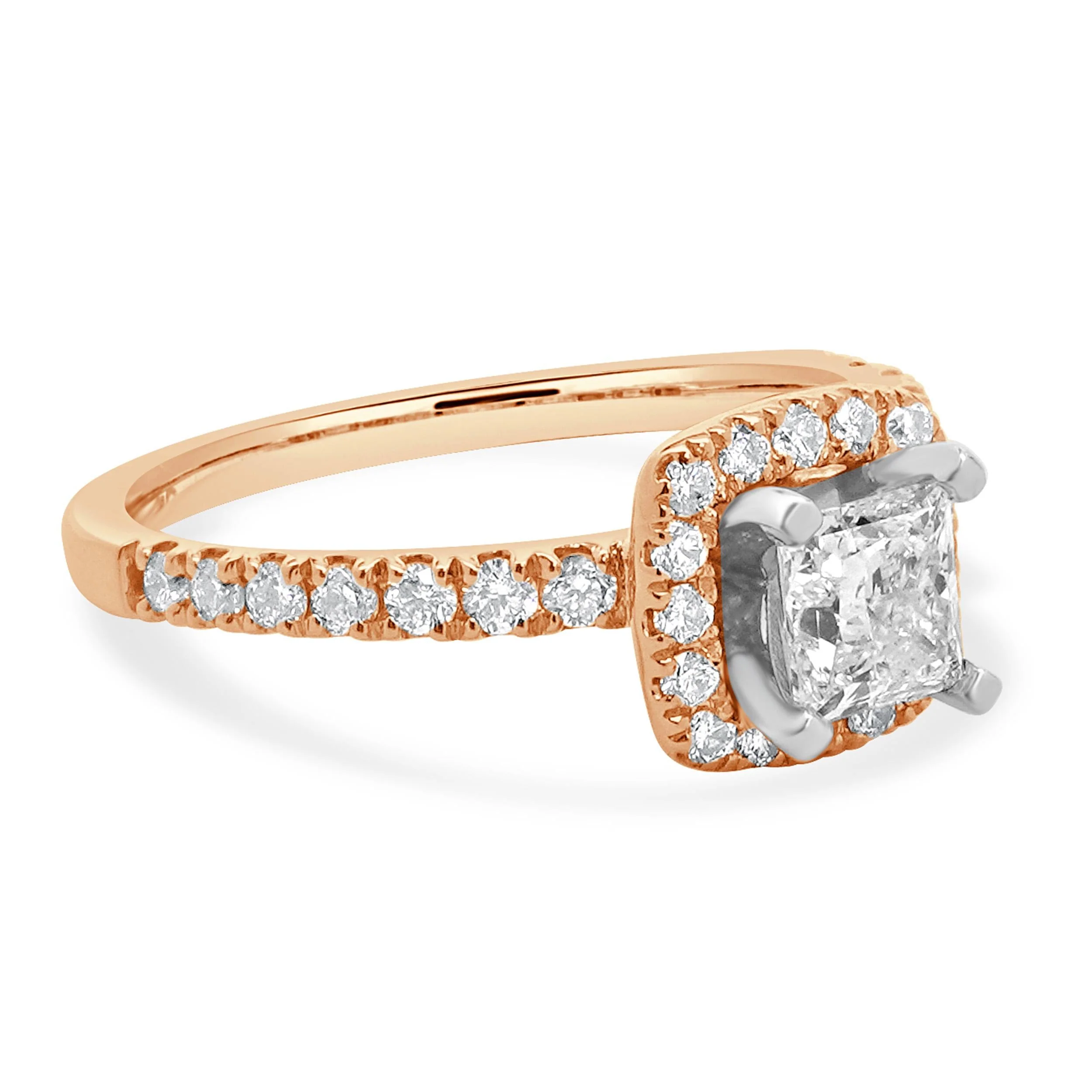 14 Karat Rose Gold Princess Cut Diamond Engagement Ring - Image 4