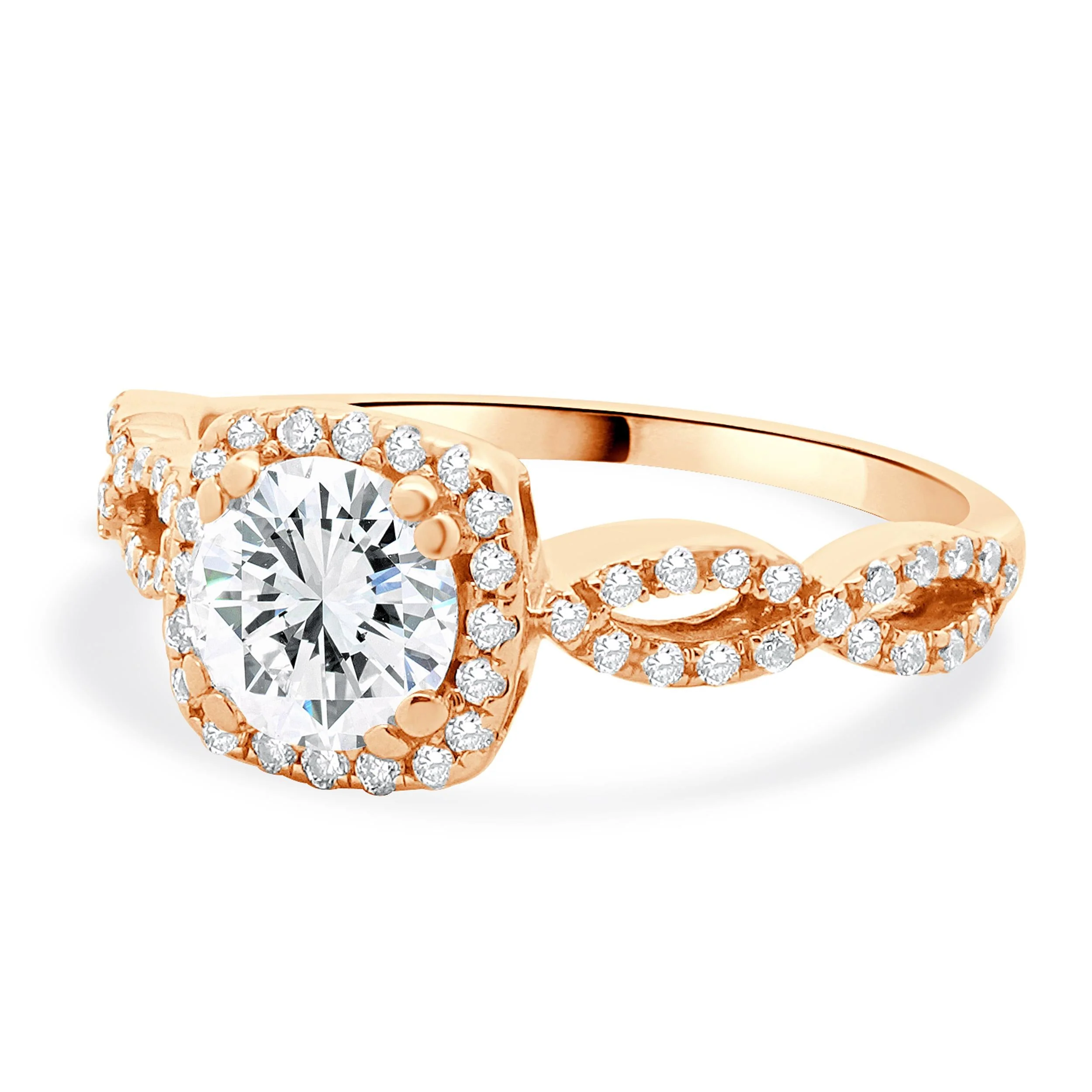 14 Karat Rose Gold Round Brilliant Cut Diamond Engagement Ring - Image 2