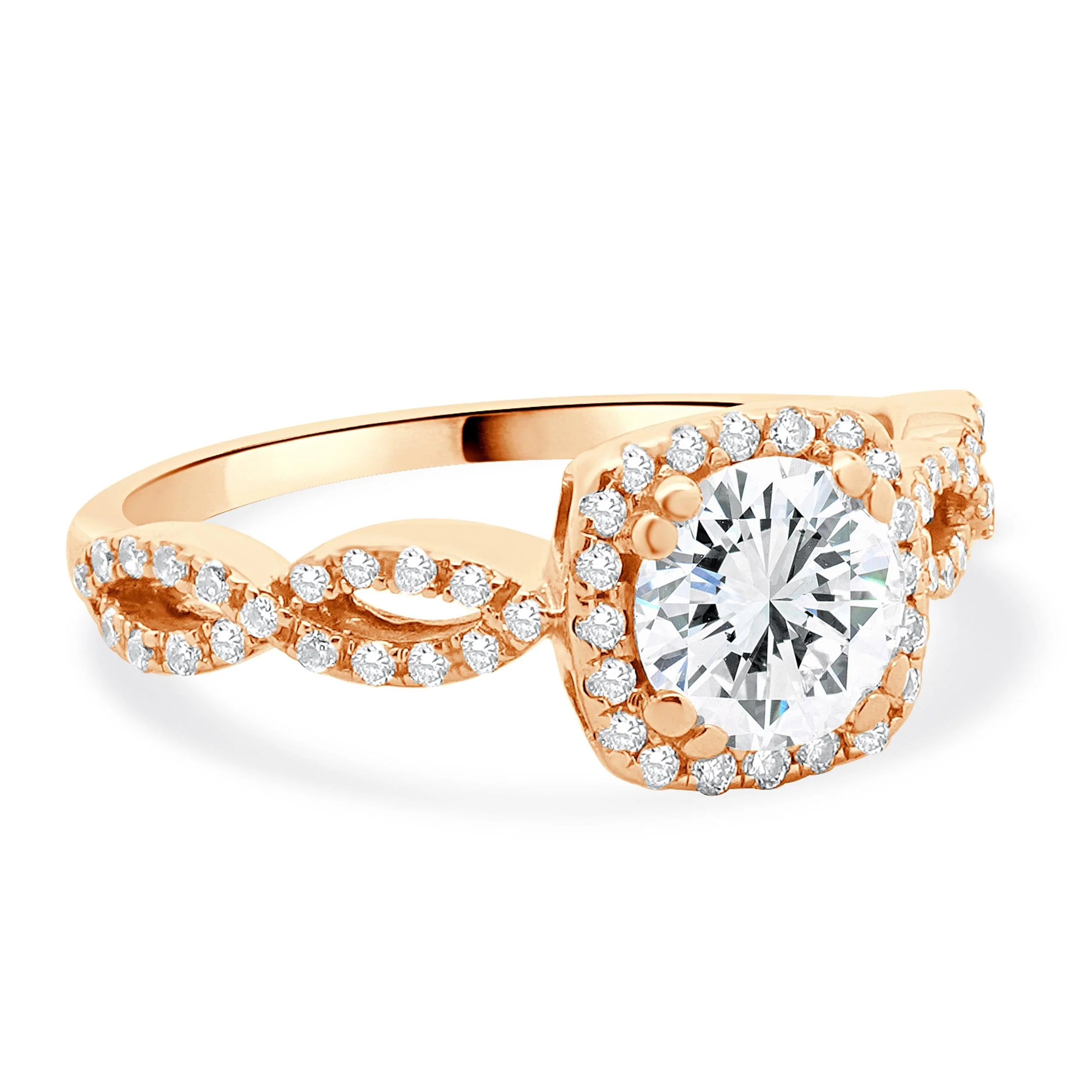 14 Karat Rose Gold Round Brilliant Cut Diamond Engagement Ring - Image 4
