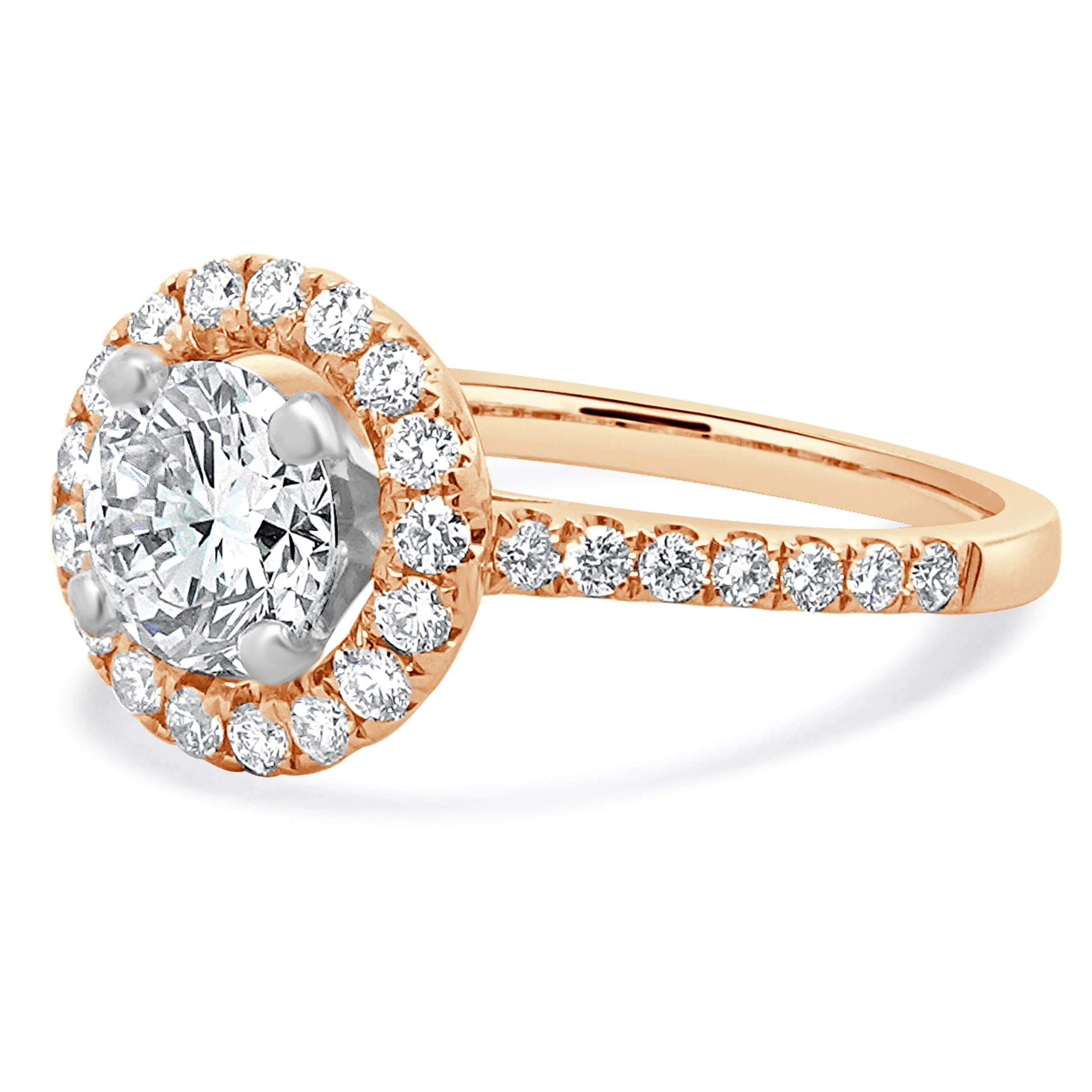 14 Karat Rose Gold Round Brilliant Cut Diamond Engagement Ring - Image 2