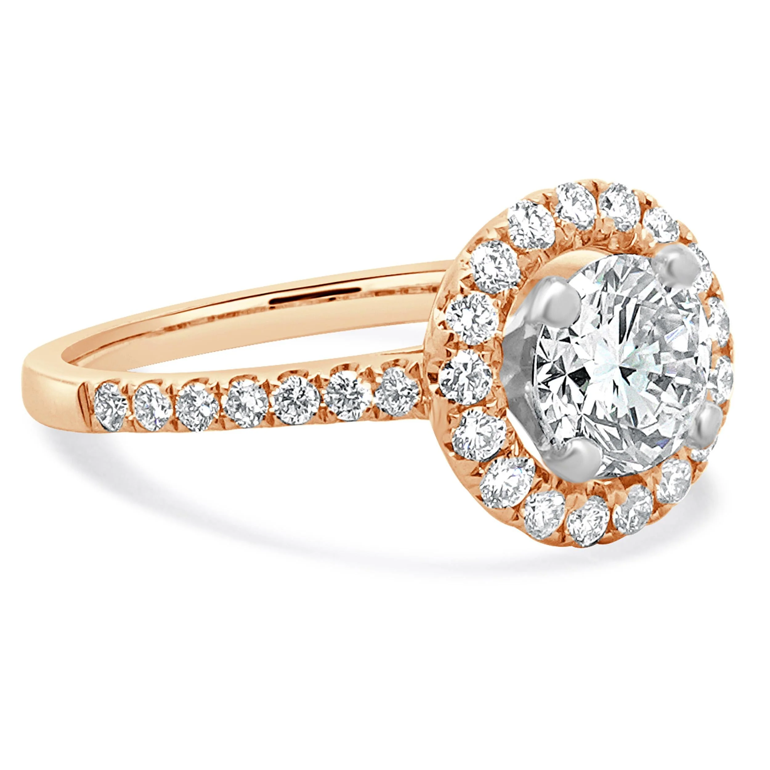 14 Karat Rose Gold Round Brilliant Cut Diamond Engagement Ring - Image 4