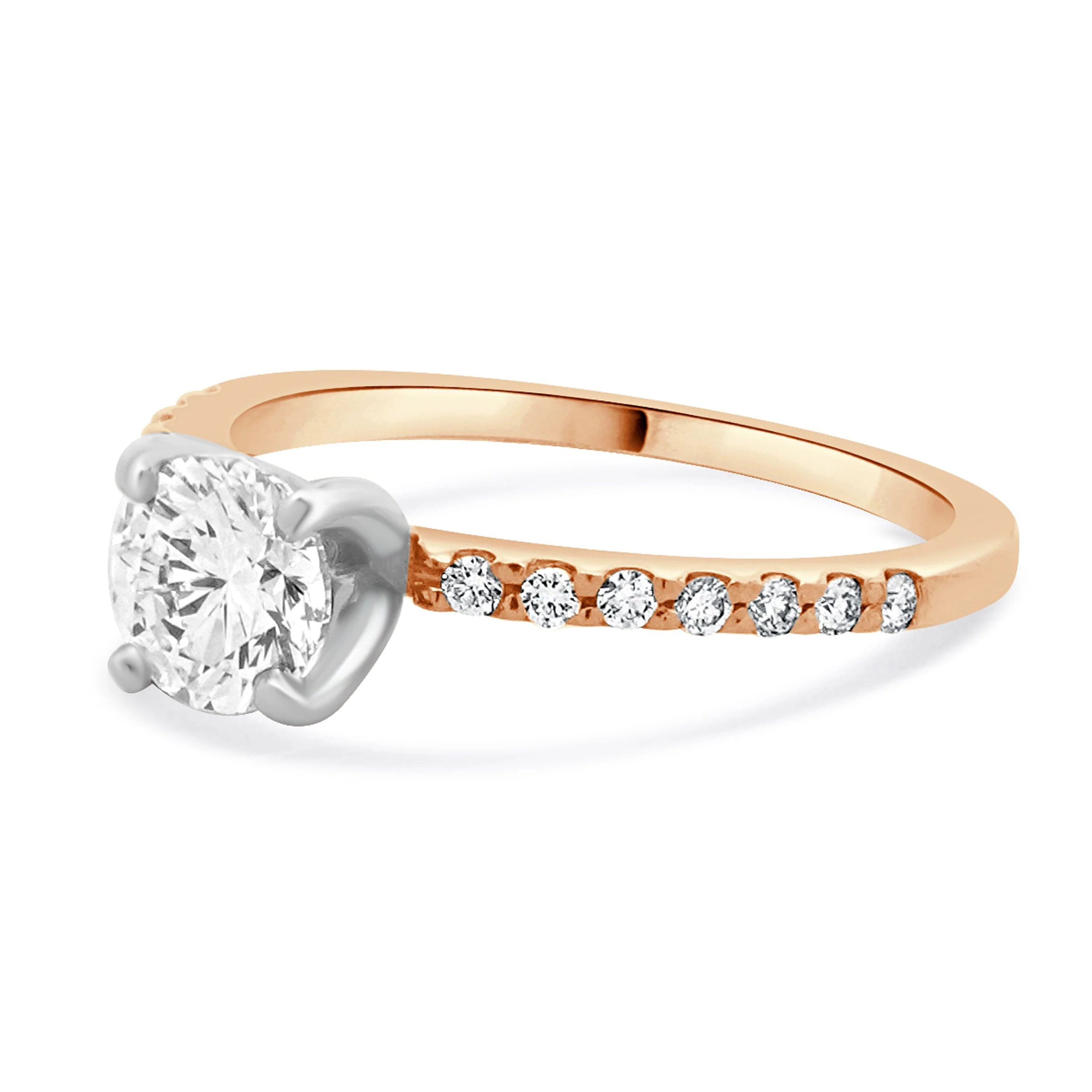 14 Karat Rose Gold Round Cut Diamond Engagement Ring - Image 2