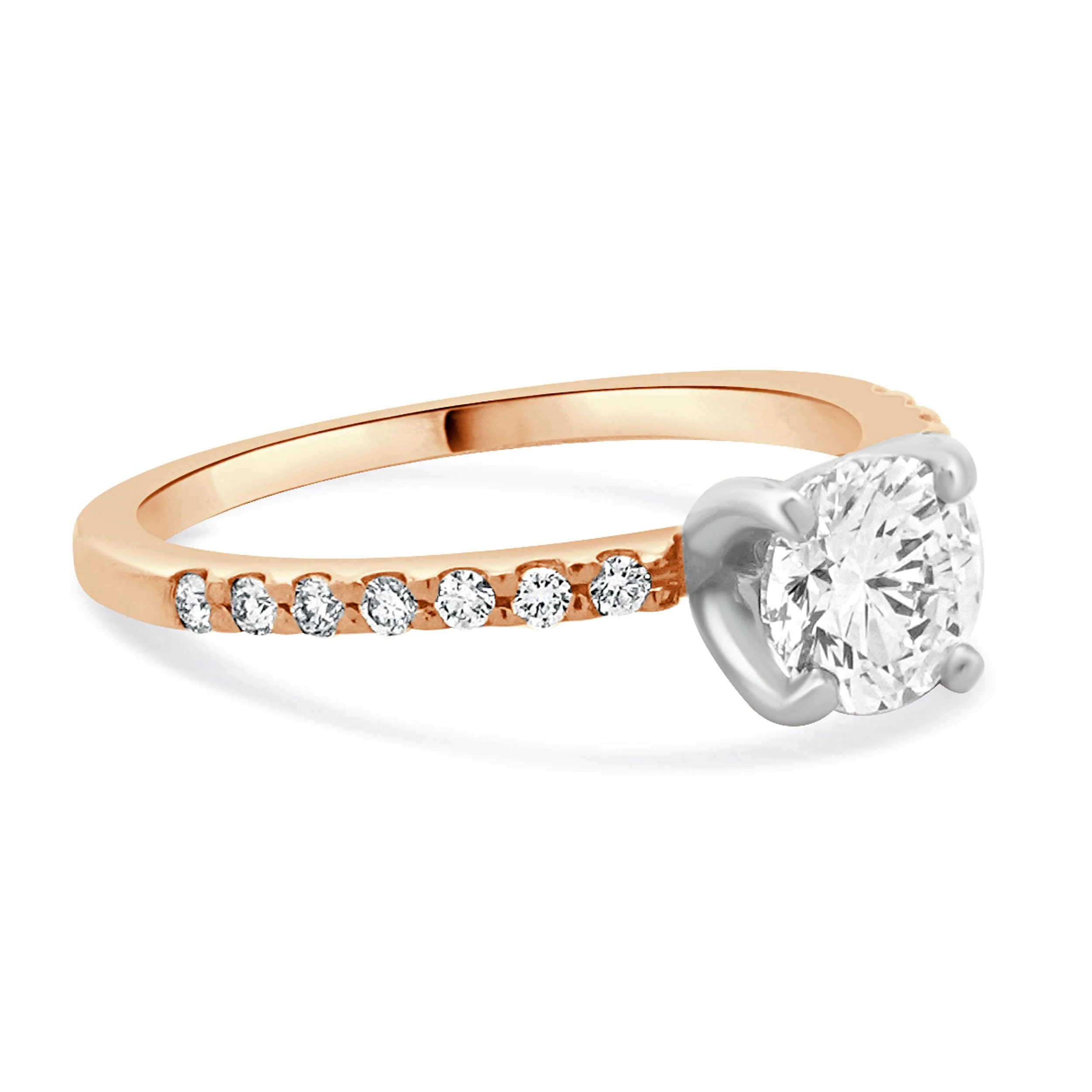 14 Karat Rose Gold Round Cut Diamond Engagement Ring - Image 4