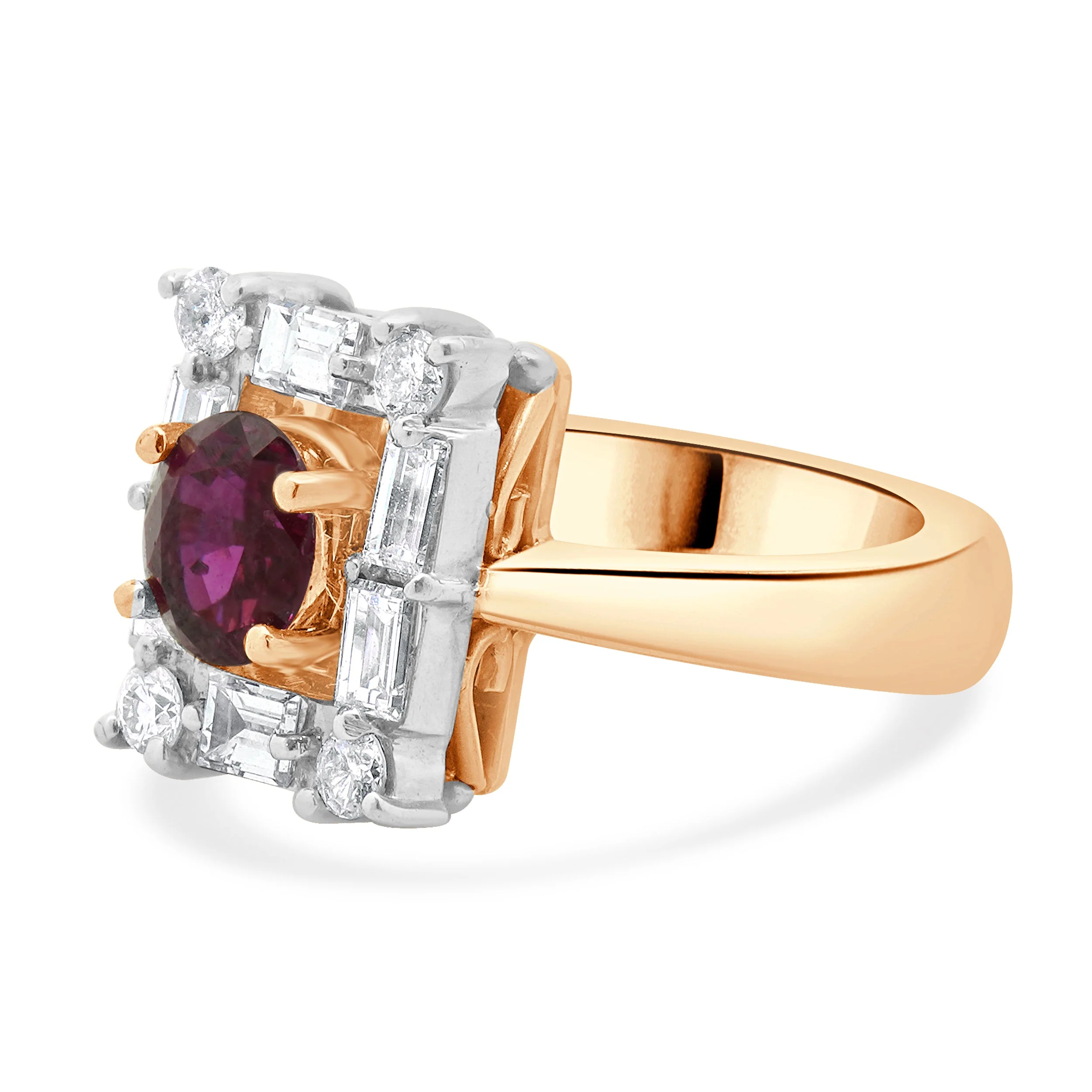 14 Karat Rose Gold Ruby and Diamond Cocktail Ring - Image 2