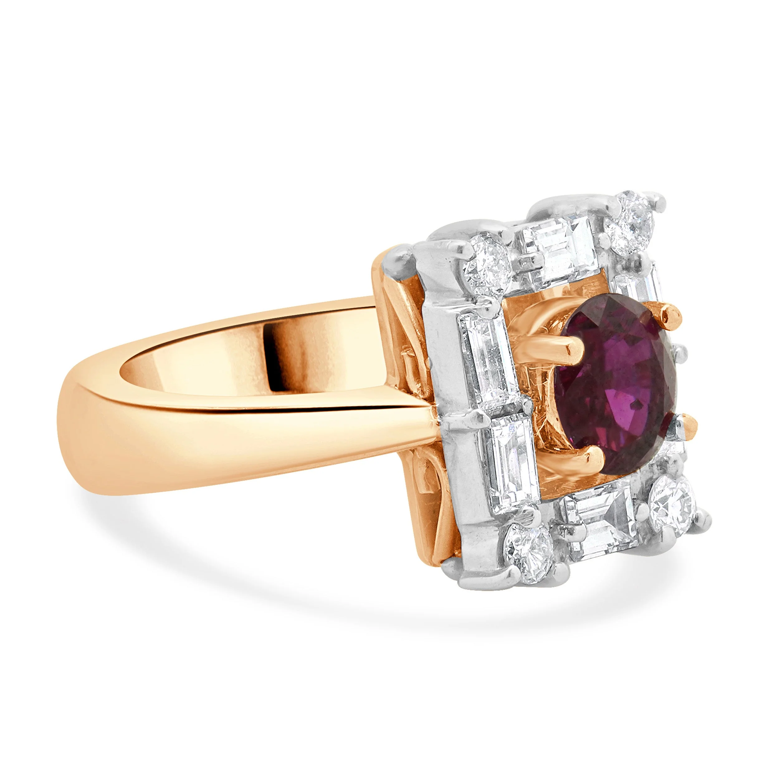 14 Karat Rose Gold Ruby and Diamond Cocktail Ring - Image 4