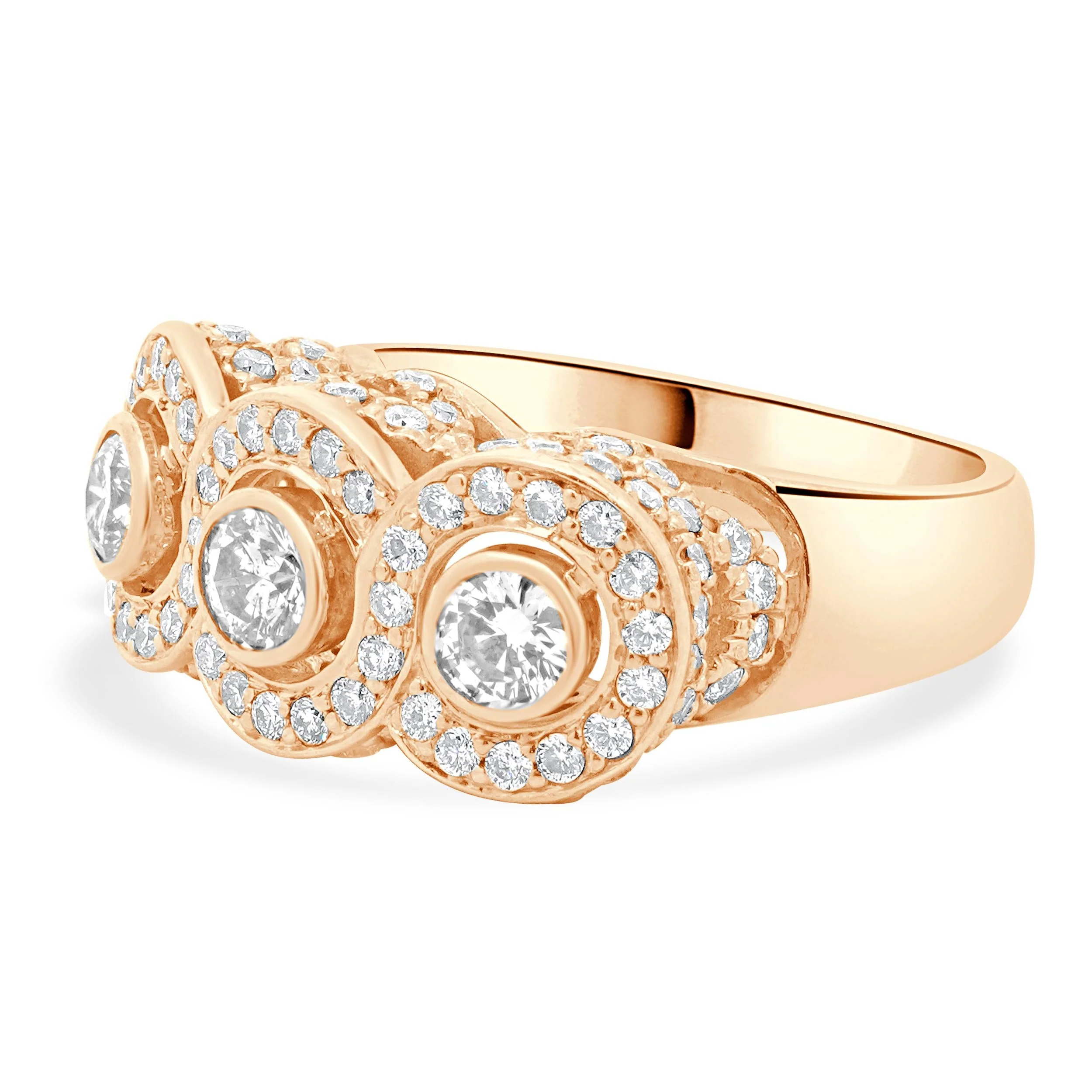 14 Karat Rose Gold Three Diamond Inline Ring - Image 2
