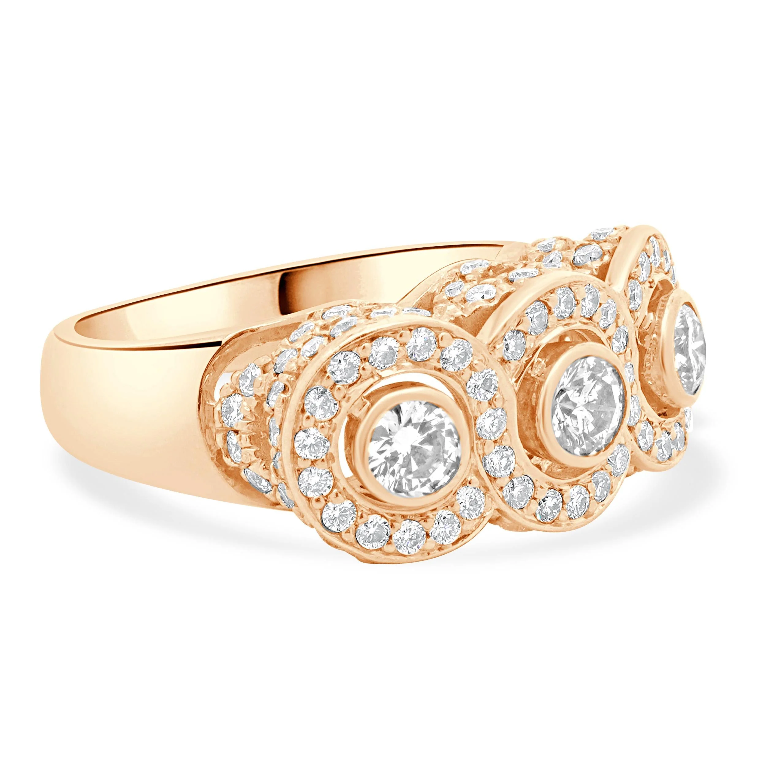14 Karat Rose Gold Three Diamond Inline Ring - Image 3