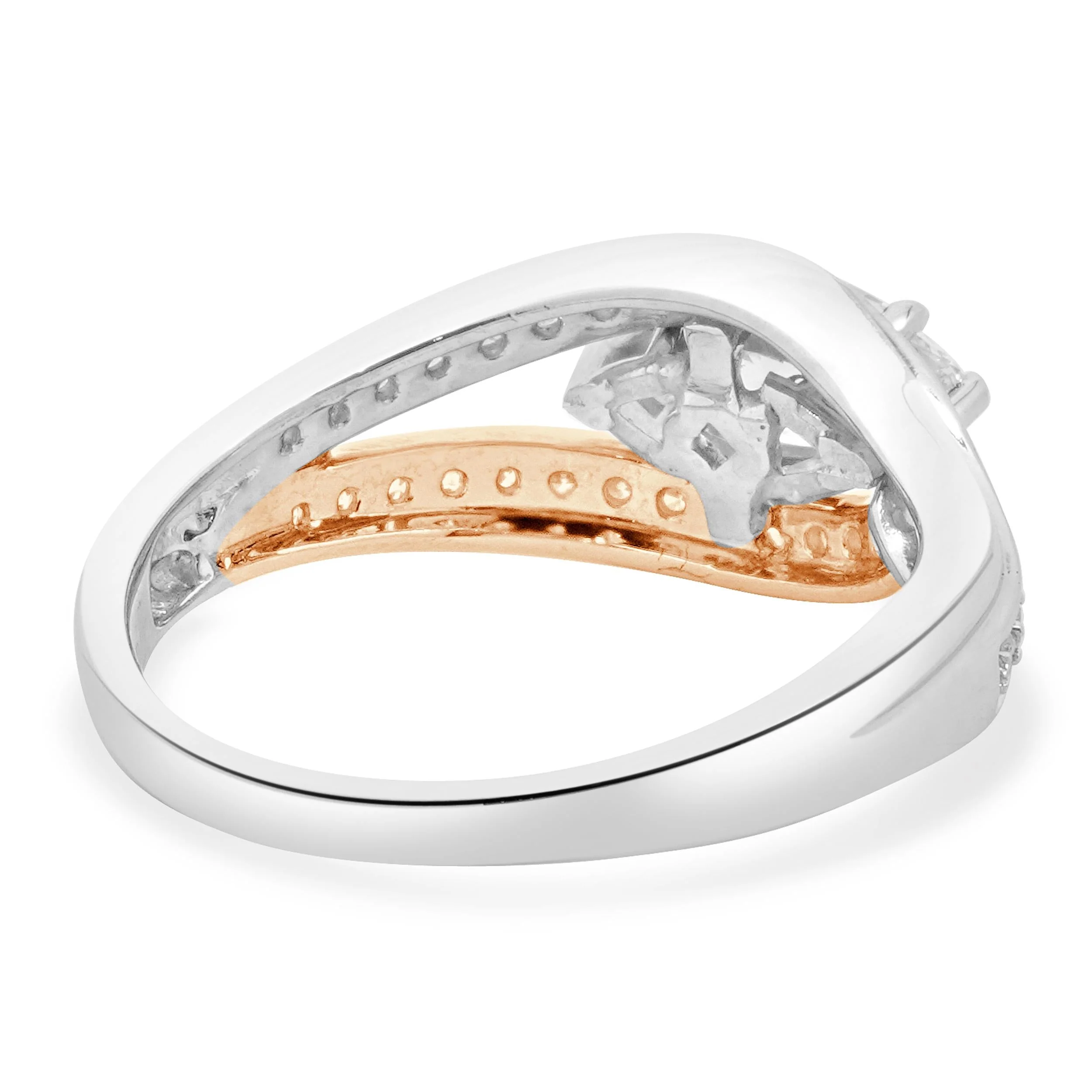 14 Karat Rose & White Gold Marquise Cut Diamond Engagement Ring - Image 4