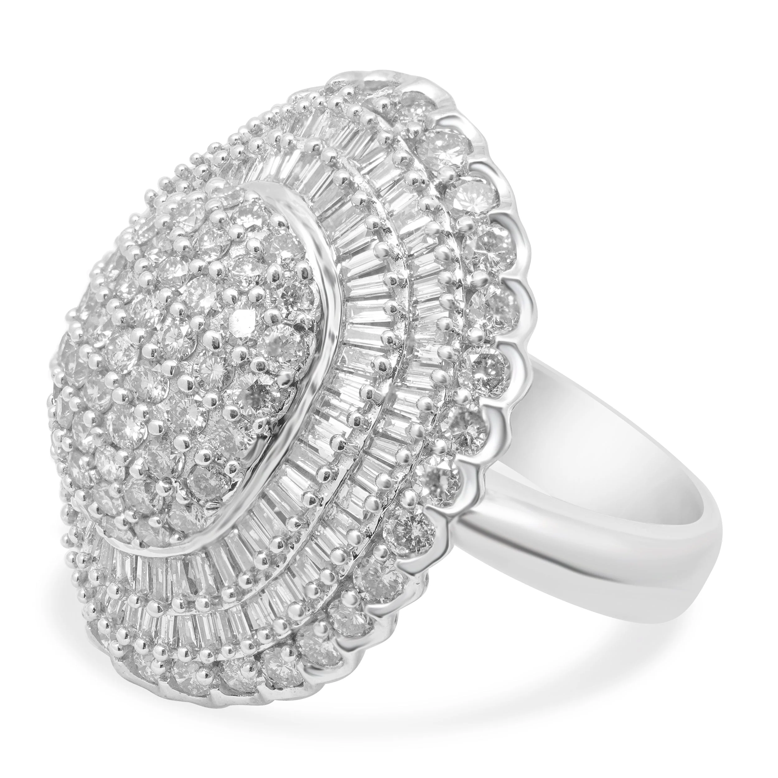 14 Karat Two-Tone Baguette & Round Brilliant Diamond Cluster Ring - Image 2