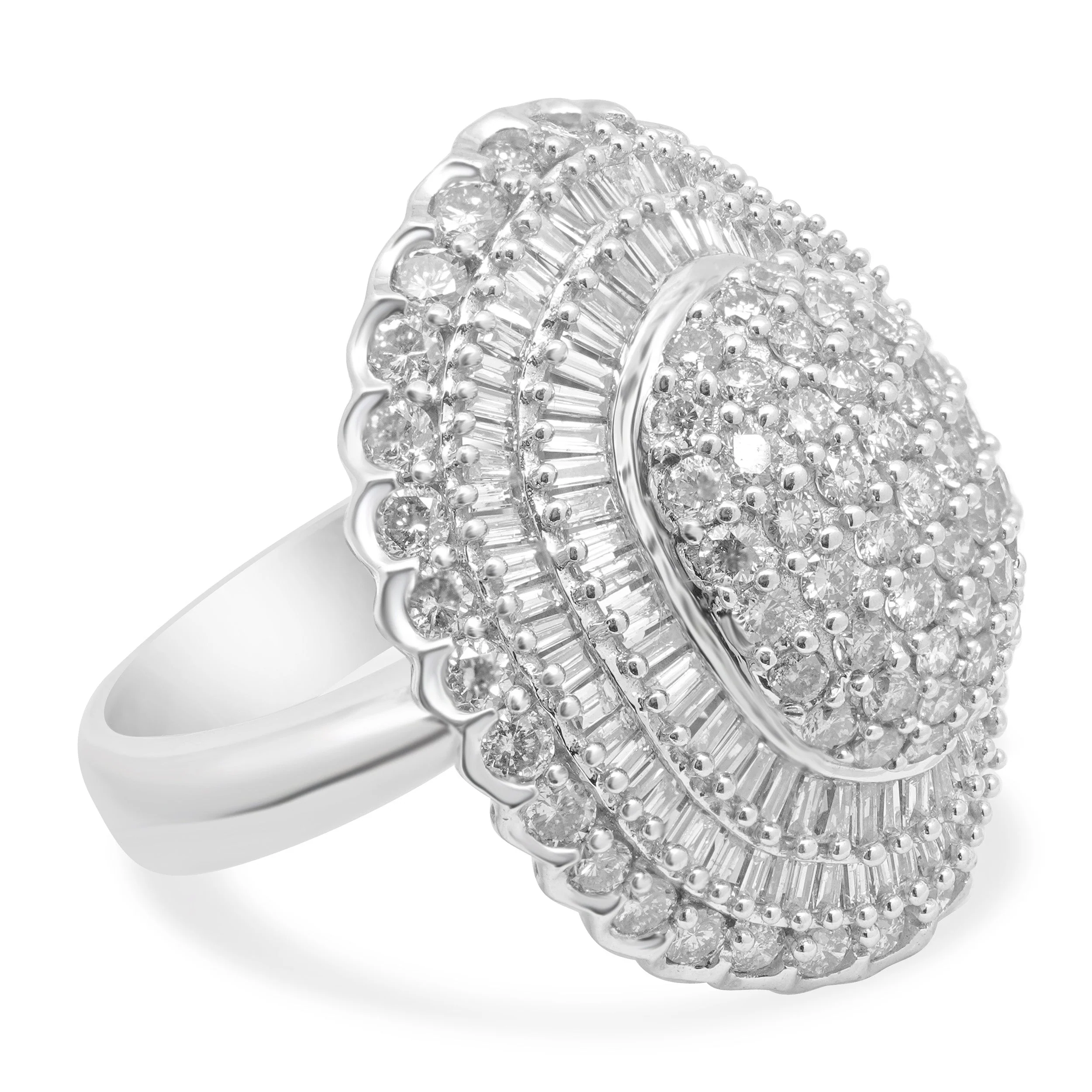 14 Karat Two-Tone Baguette & Round Brilliant Diamond Cluster Ring - Image 4