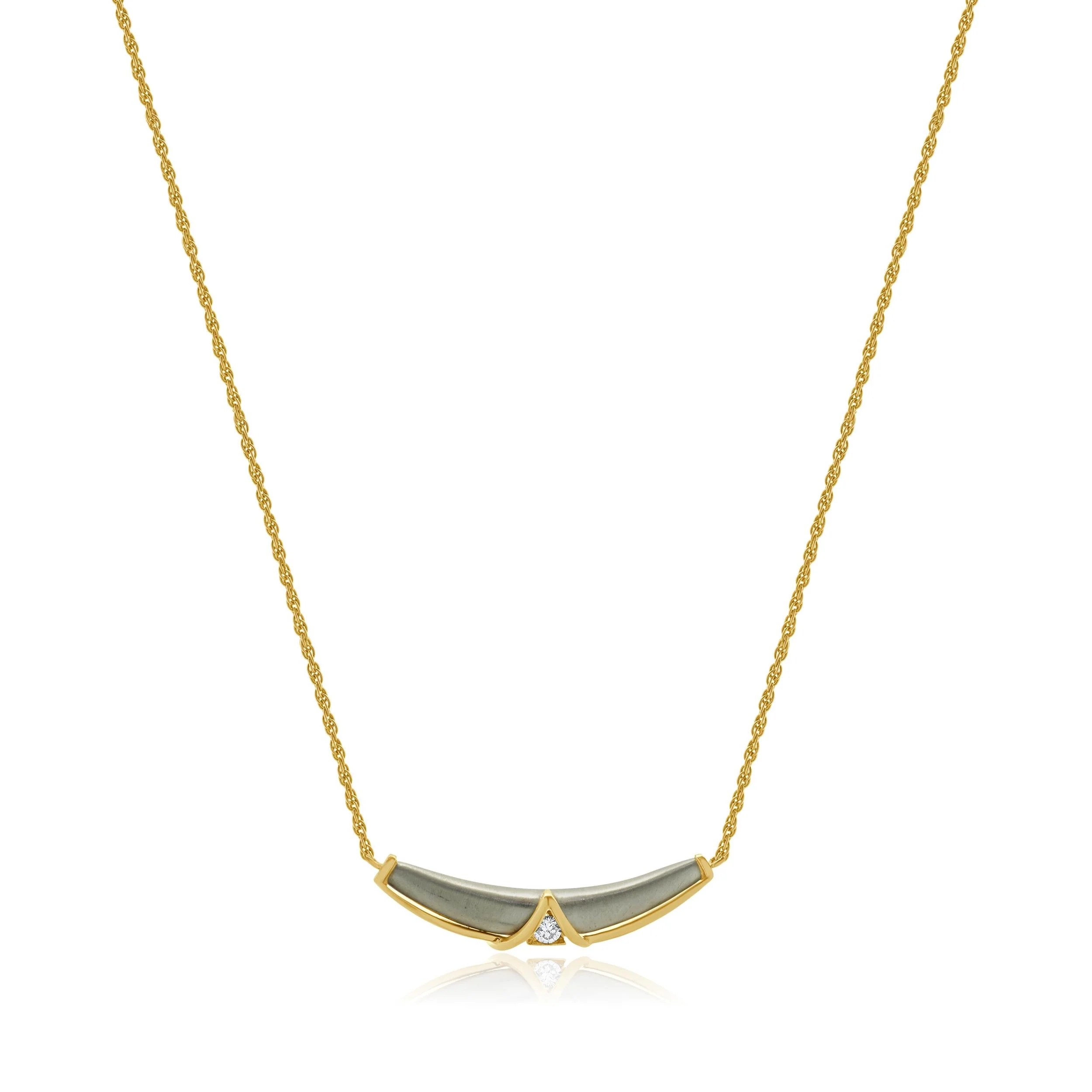 14 Karat Two Tone Diamond Chevron Necklace