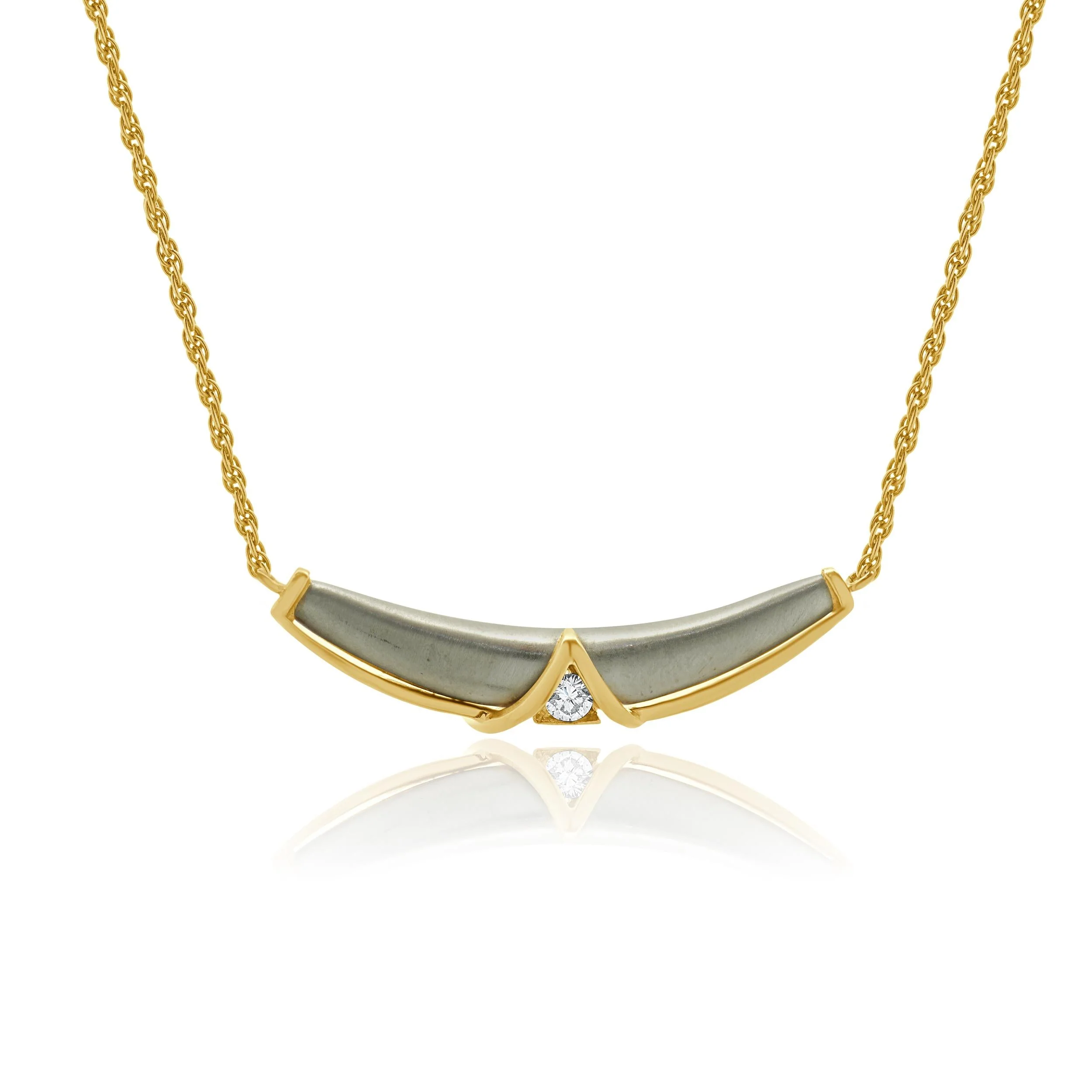 14 Karat Two Tone Diamond Chevron Necklace - Image 2